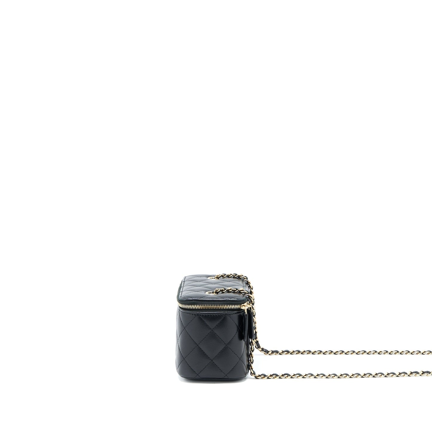 Chanel Long Vanity With Chain Lambskin Black L