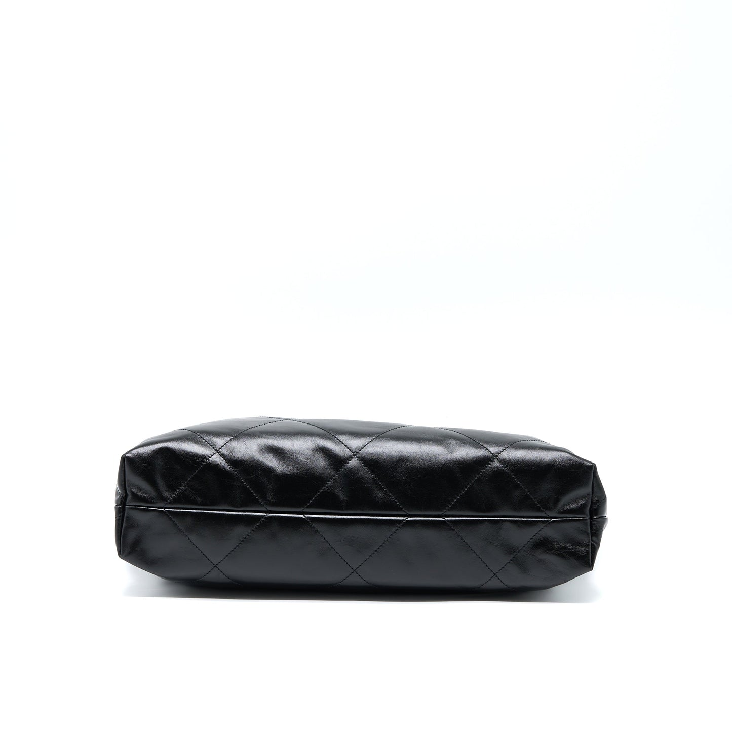 Chanel 22 Bag Medium Shiny Calfskin Black In Gold Letter  (Microchip)