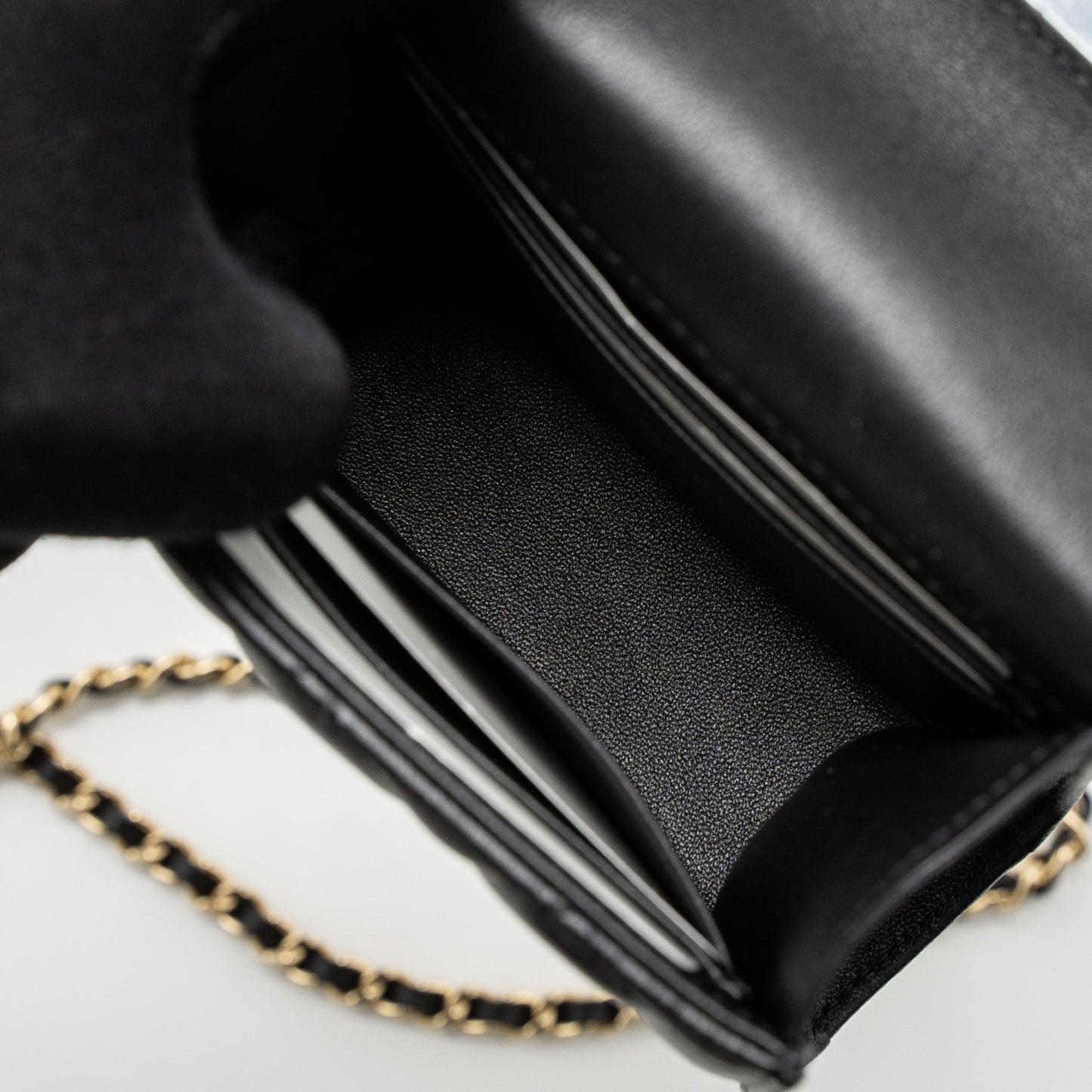 Chanel Top Handle Mini Flap Bag Lambskin Black L (Microchip)