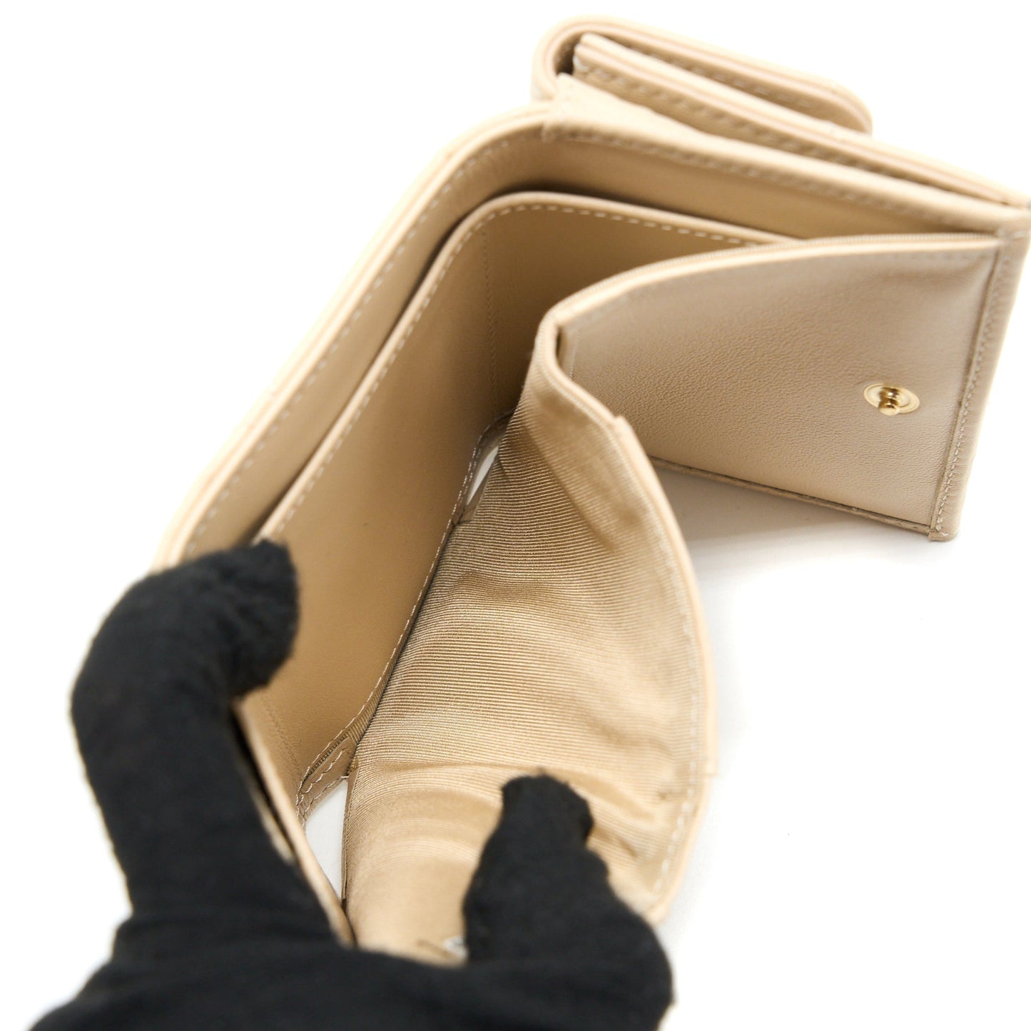 Chanel 19 Flap Compact Wallet Lambskin Beige