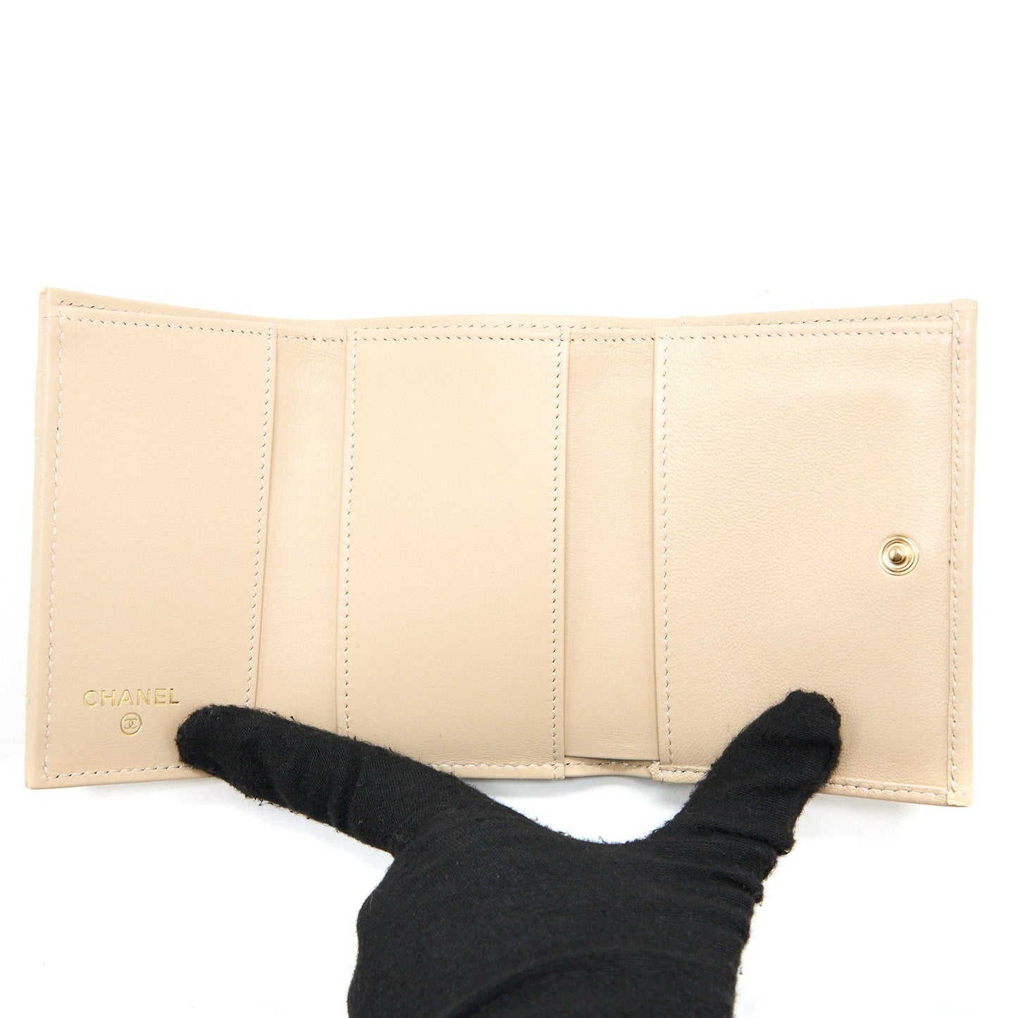 Chanel 19 Flap Compact Wallet Lambskin Beige