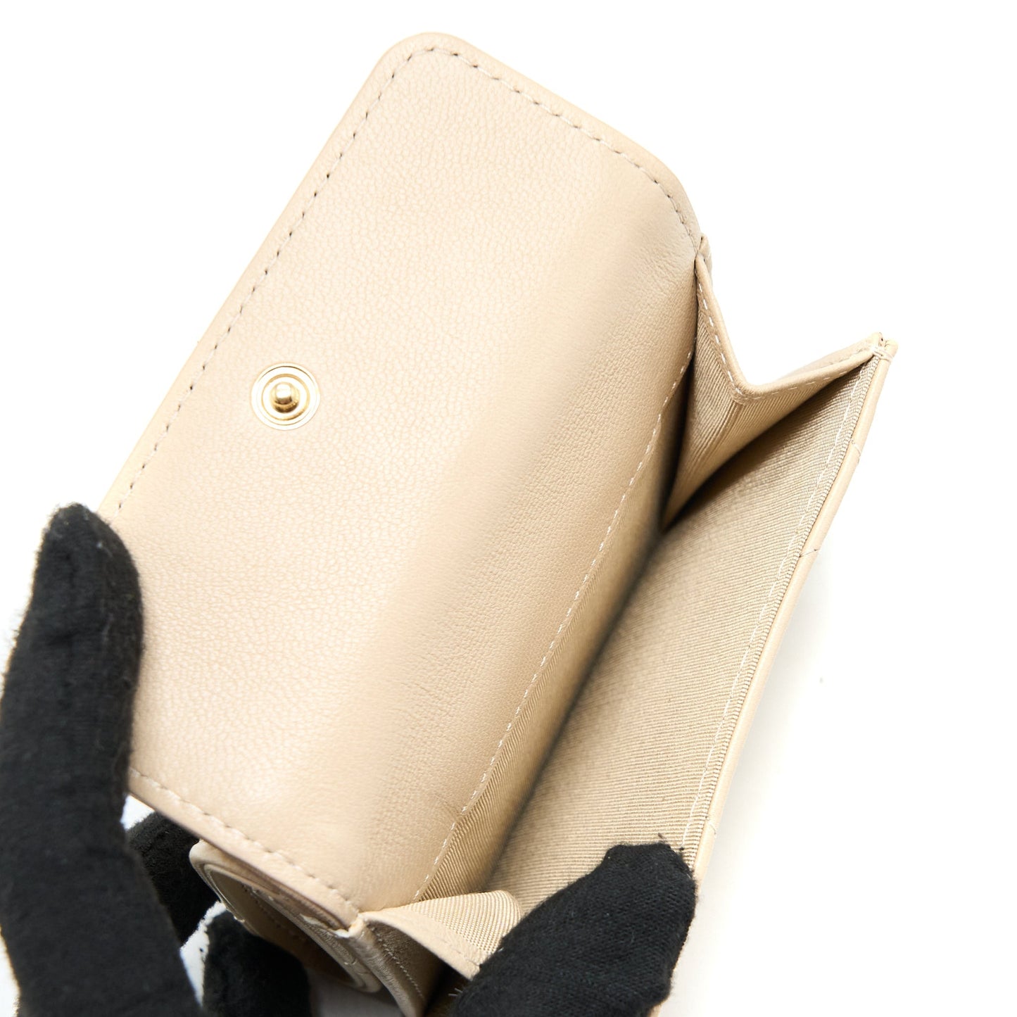 Chanel 19 Flap Compact Wallet Lambskin Beige