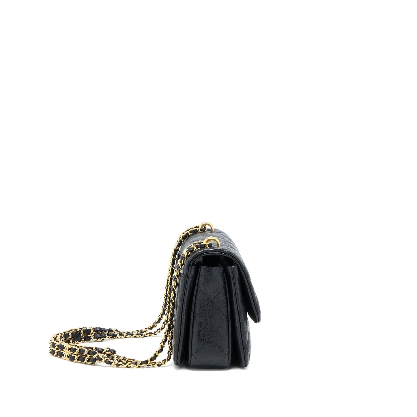 Chanel 22K Coco First Flap Bag Grained Calfskin Black (Microchip)