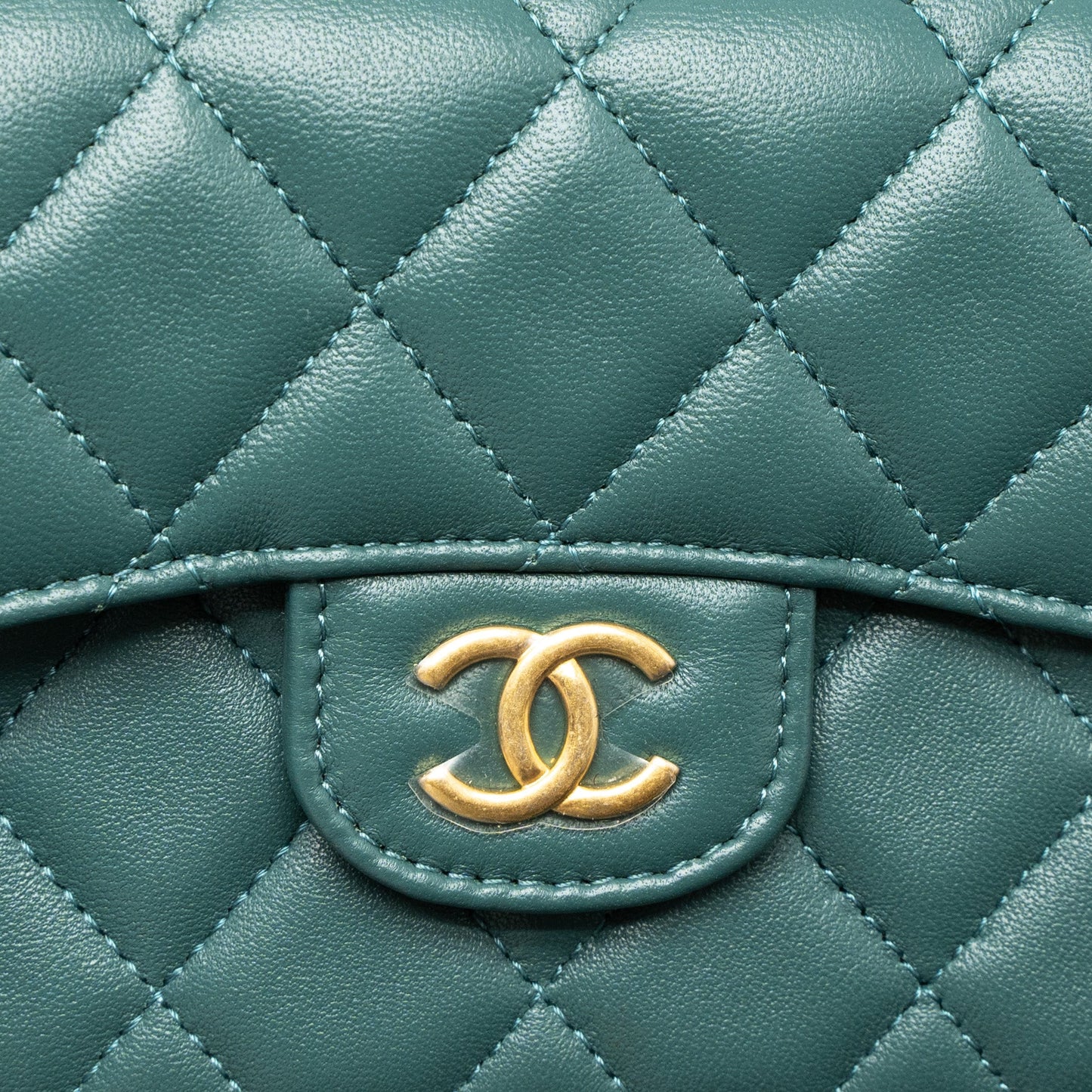 Chanel Mini Top Handle Flap Bag Lambskin Green Brushed
