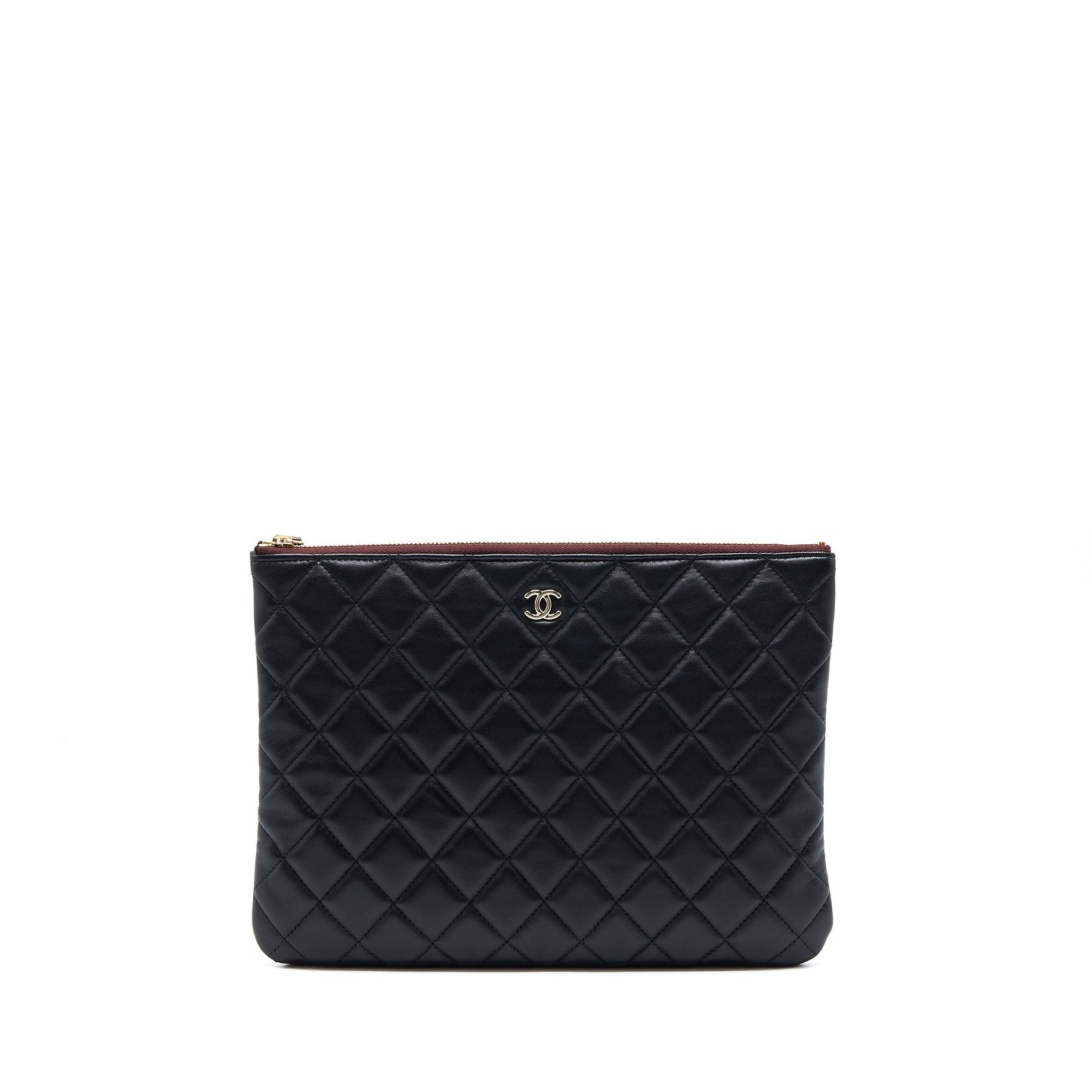Chanel O Case Pouch Lambskin Black L