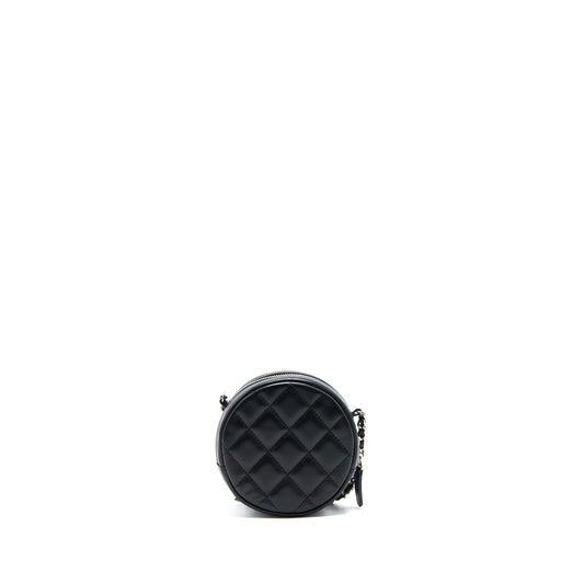 Chanel Round Clutch With Chain Lambskin Black