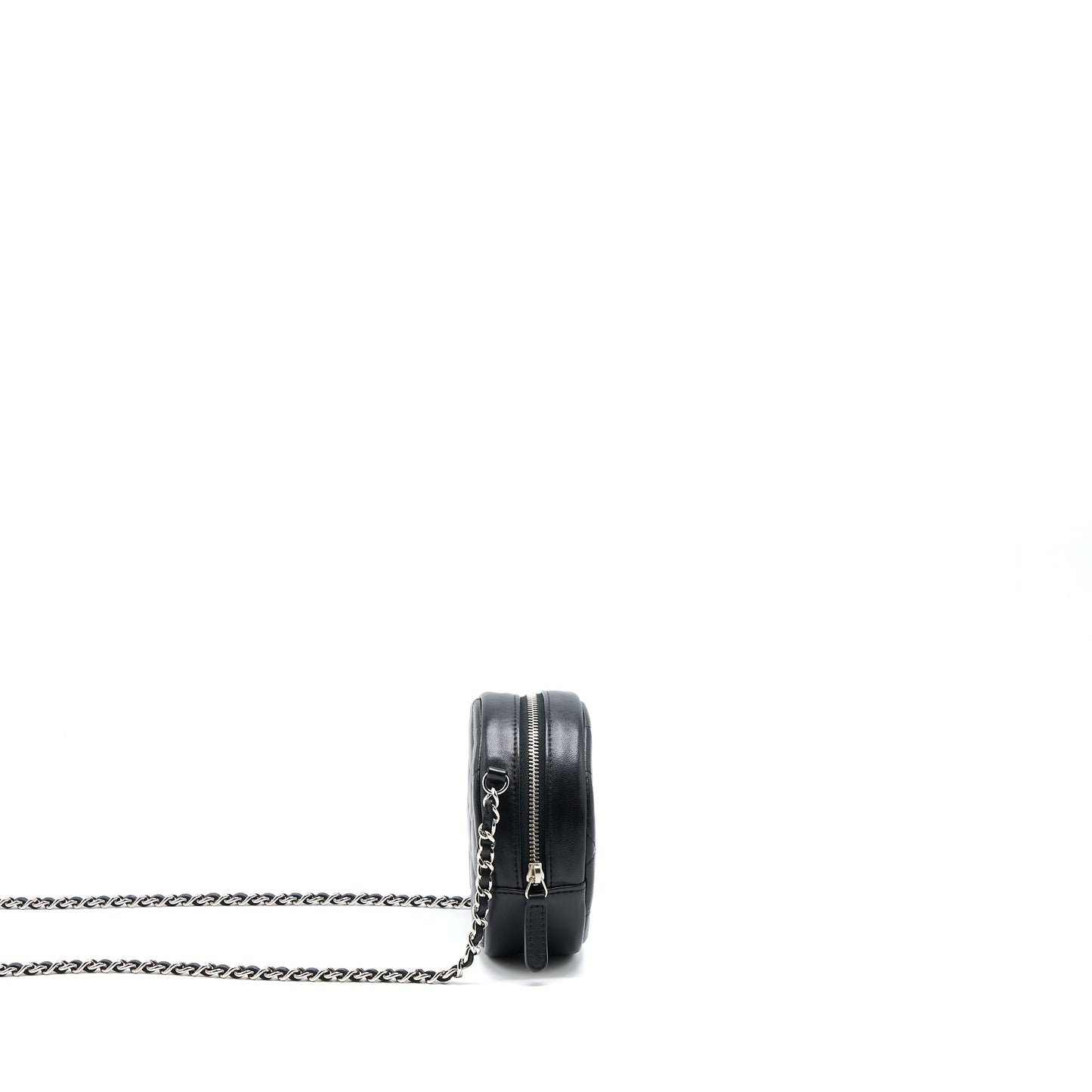 Chanel Round Clutch With Chain Lambskin Black