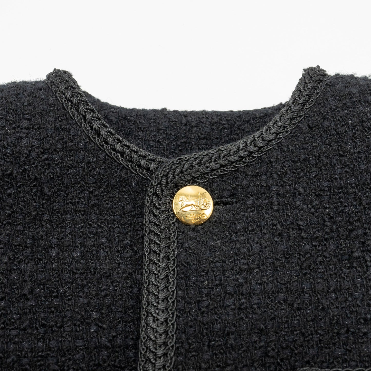 Celine Size 34 Chasseur Jacket Tweed Black