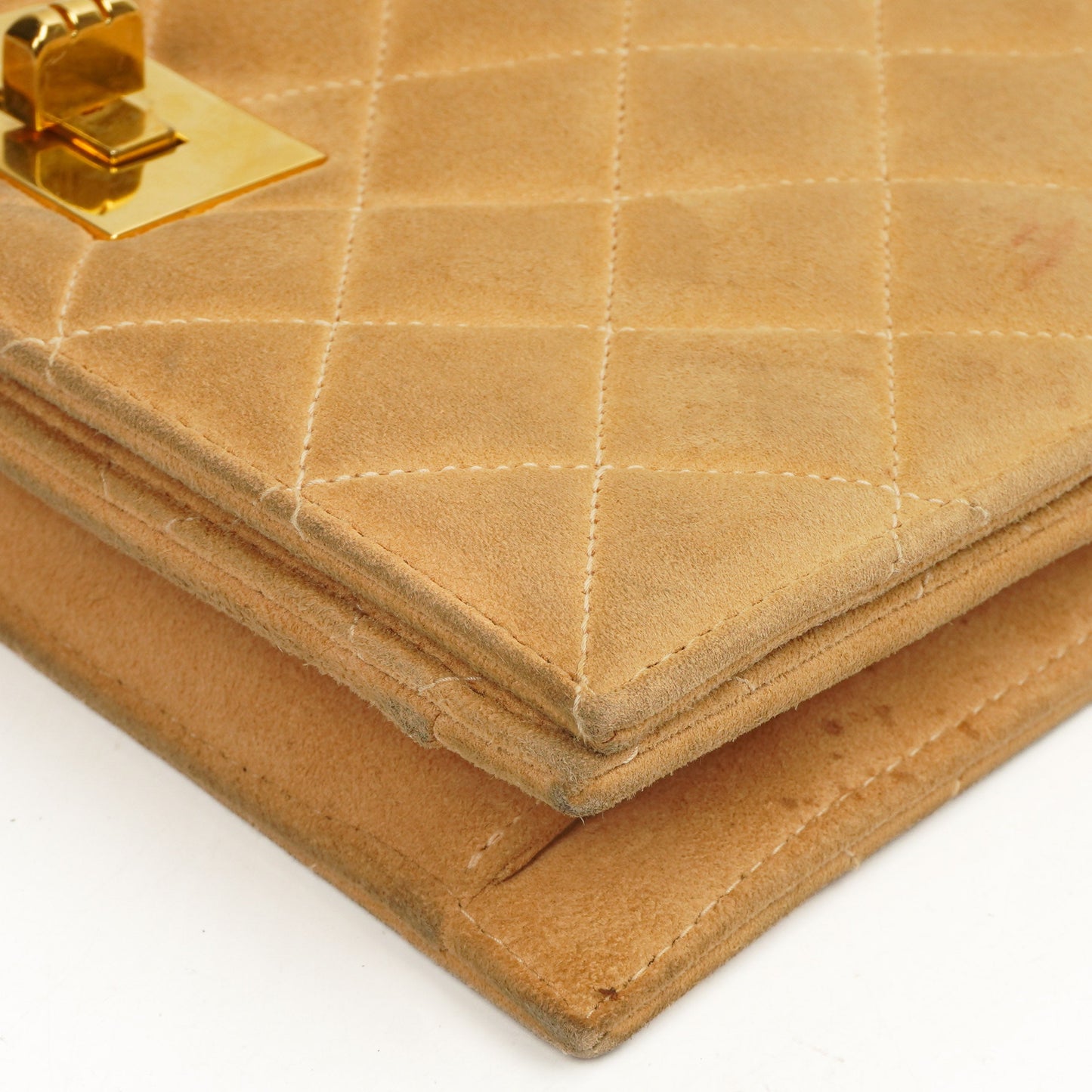 Chanel Mademoiselle Flap Bag Beige Suede 24K Gold-Plated Hardware