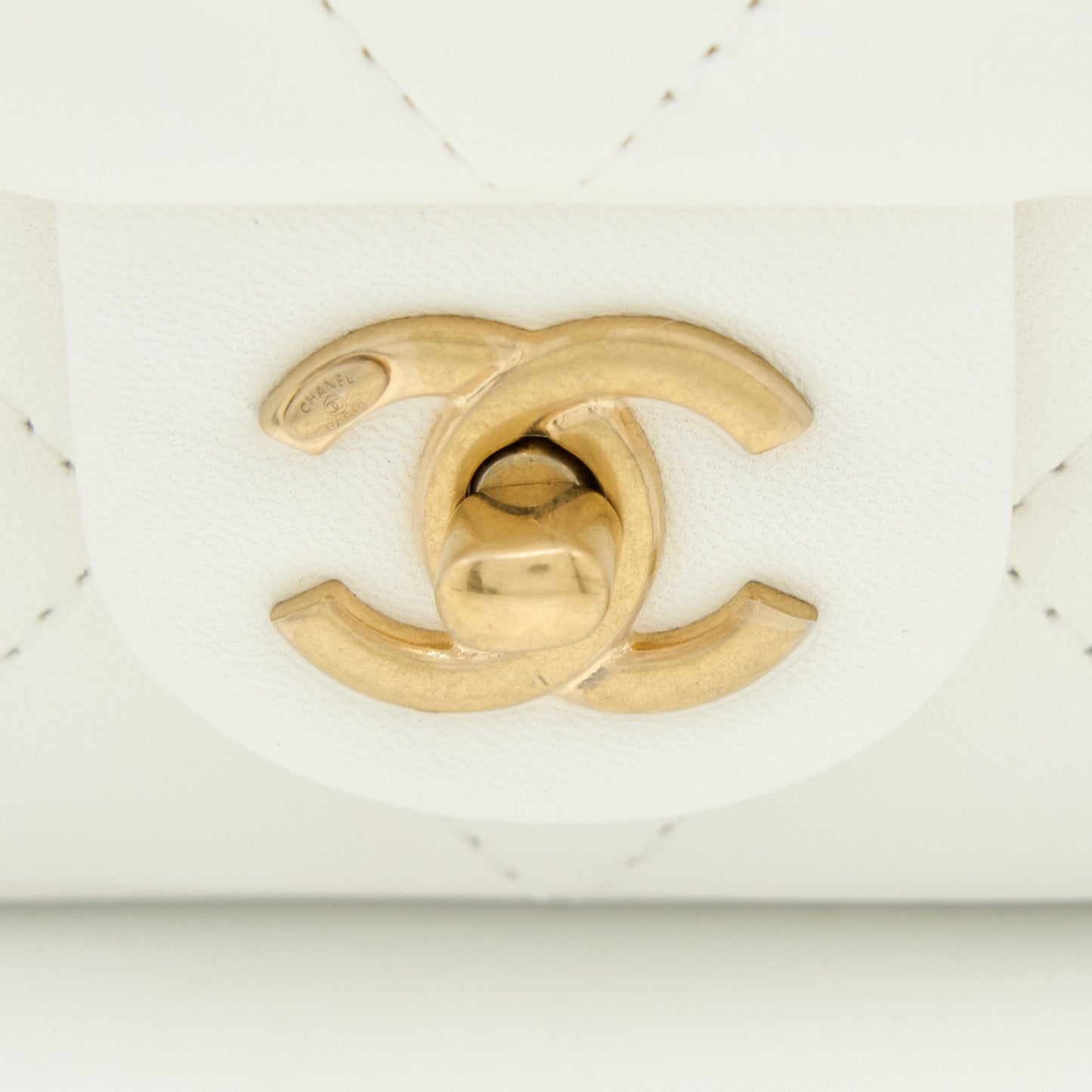 Chanel Quilted Flap Bag With Heart Charm Chain Lambskin White (Microchip)