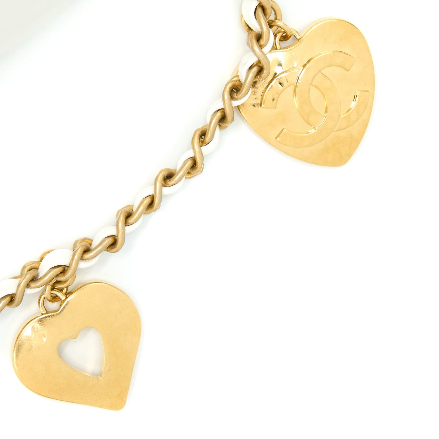 Chanel Quilted Flap Bag With Heart Charm Chain Lambskin White (Microchip)