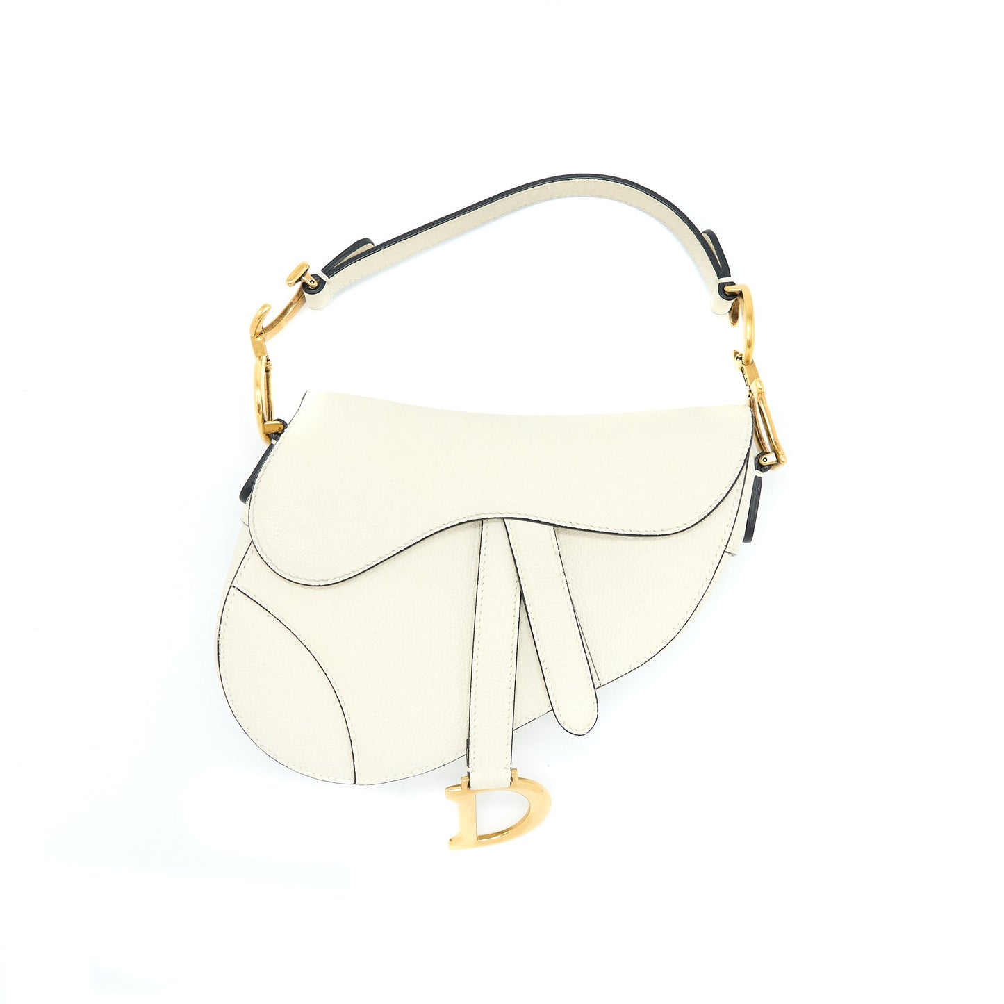 Dior Mini Saddle Purse Grained Calfskin White