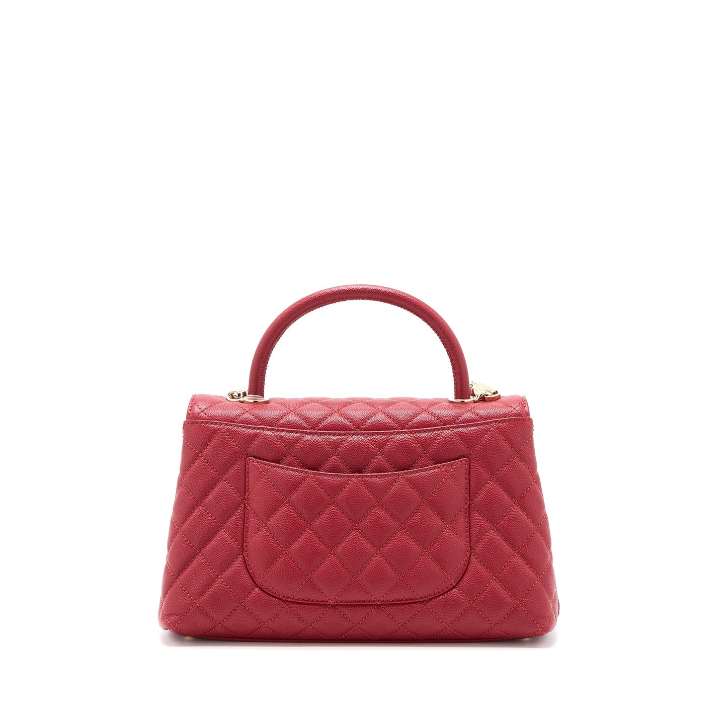 Chanel Medium Coco Handle Caviar Red L (Microchip)