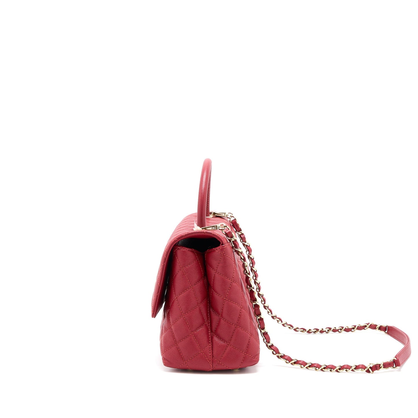 Chanel Medium Coco Handle Caviar Red L (Microchip)