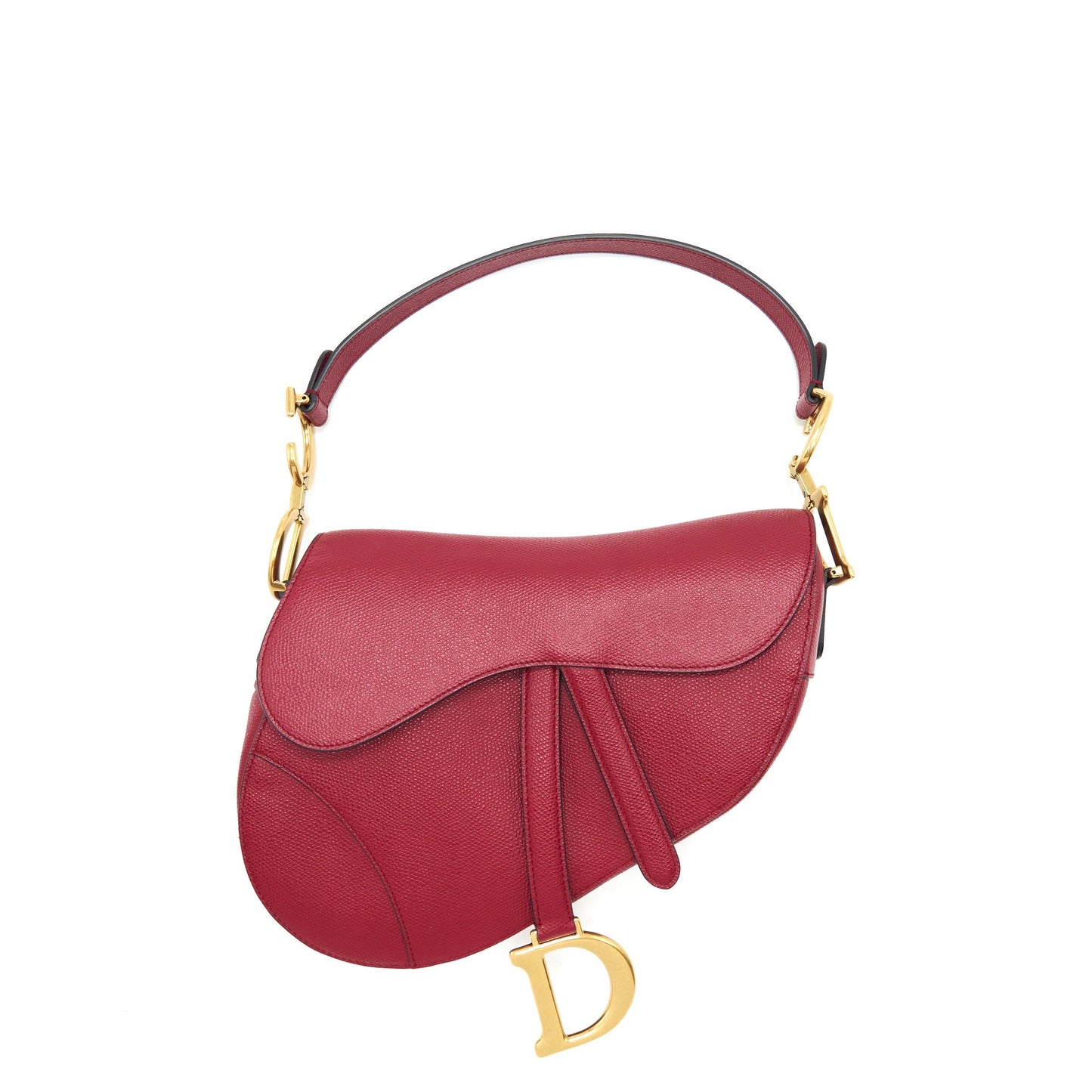 Dior Medium Saddle Purse Grained Calfskin Dark Red