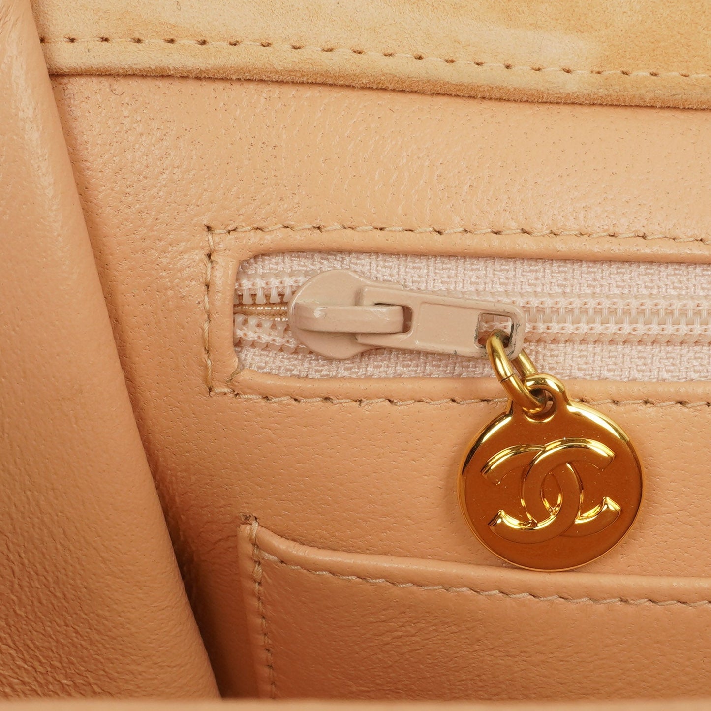 Chanel Mademoiselle Flap Bag Beige Suede 24K Gold-Plated Hardware