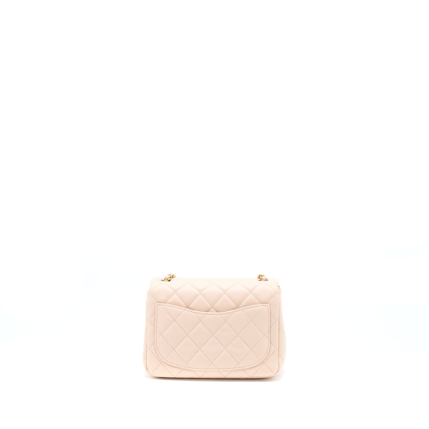Chanel 22C Pearl Crush Mini Square Flap Bag Lambskin Light Beige