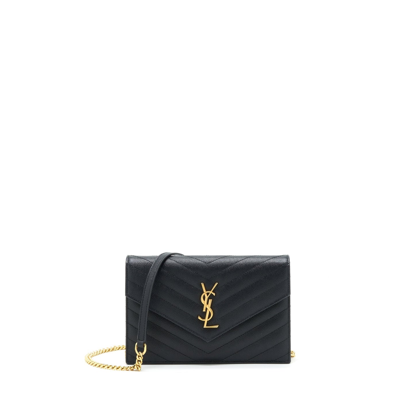 Saint Laurent/ Envelop Chain Wallet Caviar Black