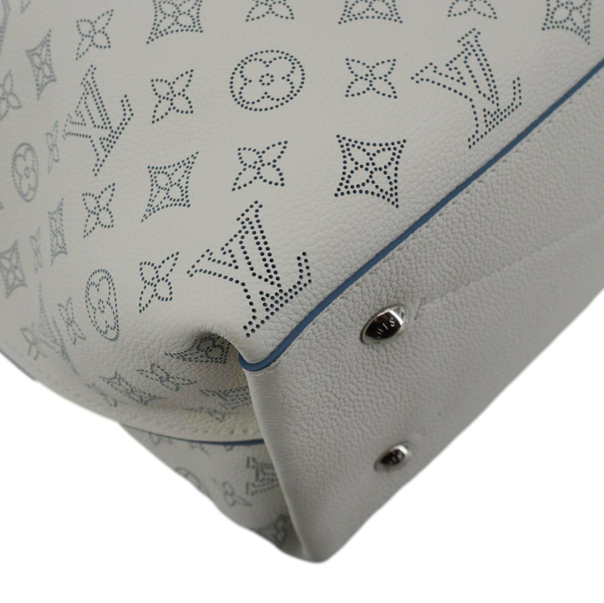 LOUIS VUITTON Carmel Mahina Leather Hobo Bag White
