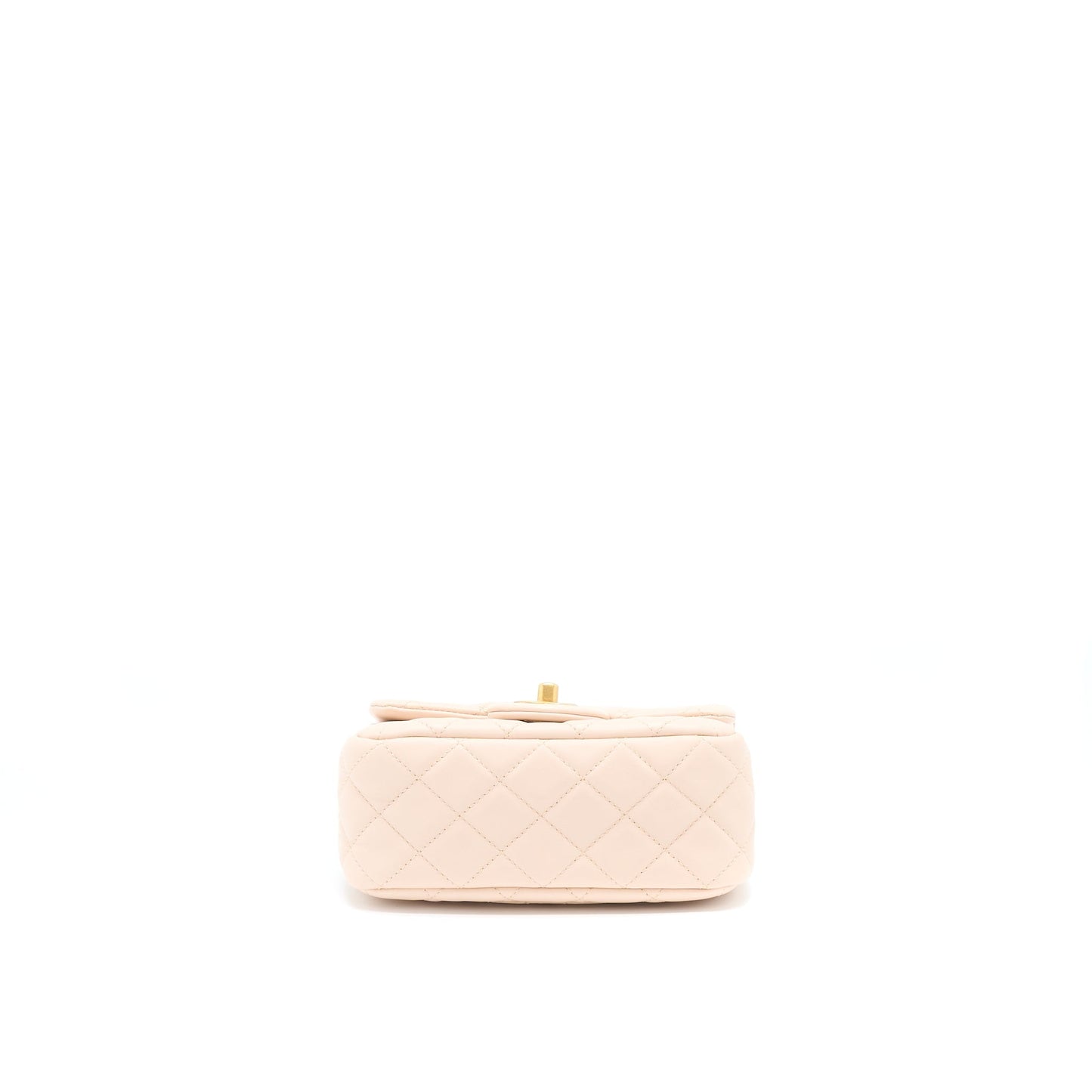 Chanel 22C Pearl Crush Mini Square Flap Bag Lambskin Light Beige