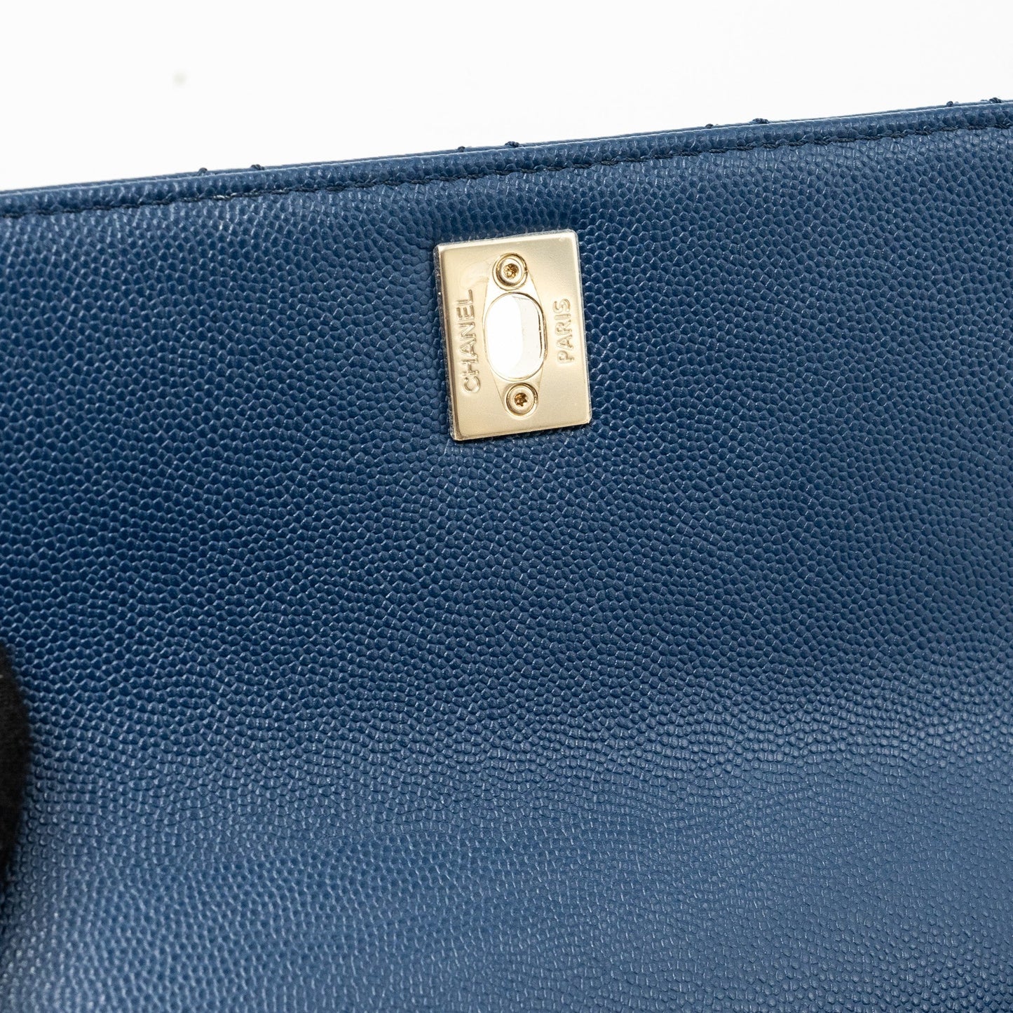 Chanel Small Coco Handle With Lizard Embossed Handle Caviar Navy L(microchip)