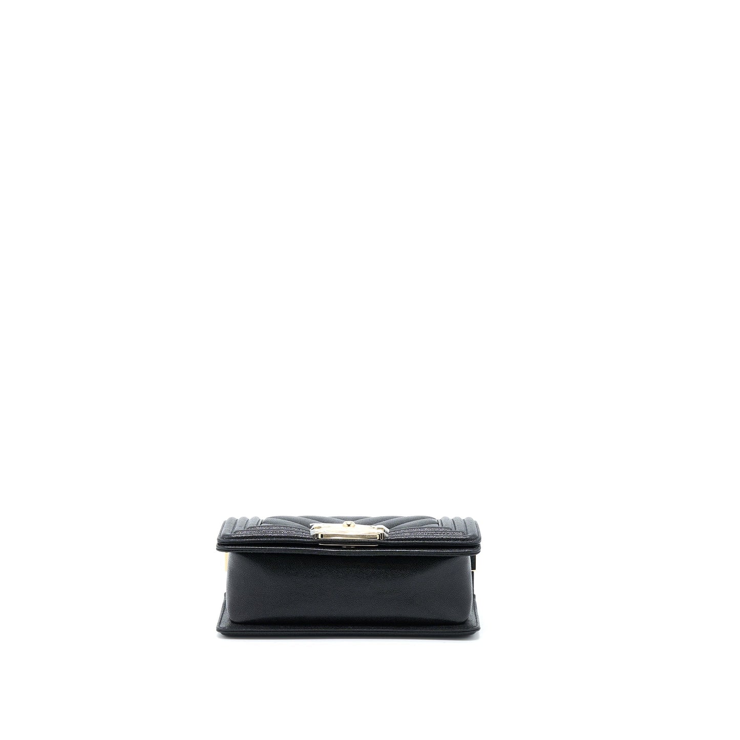 Chanel Small Boy Bag Chevron Caviar Black L