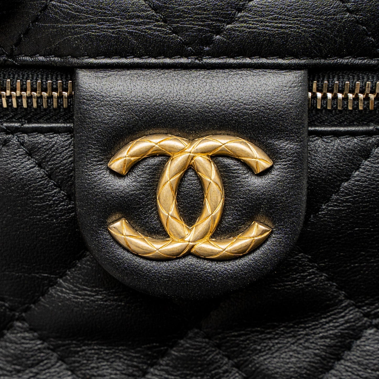 Chanel Top Handle Vanity Crossbody Bag Calfskin Black Brushed  (Microchip)
