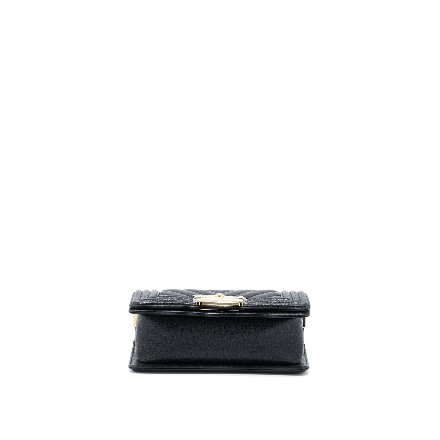 Chanel Small Boy Bag Chevron Caviar Black L