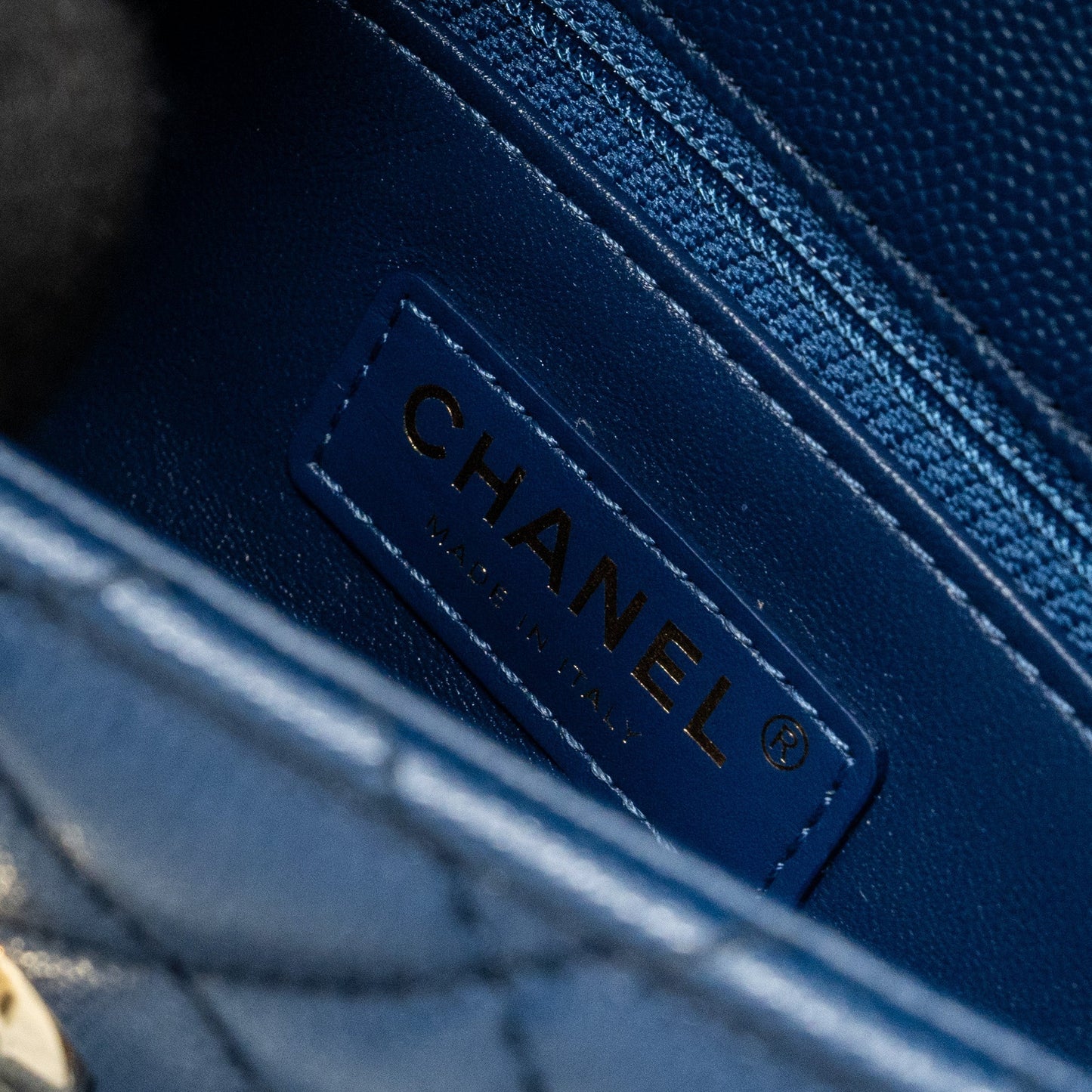 Chanel Small Coco Handle With Lizard Embossed Handle Caviar Navy L(microchip)