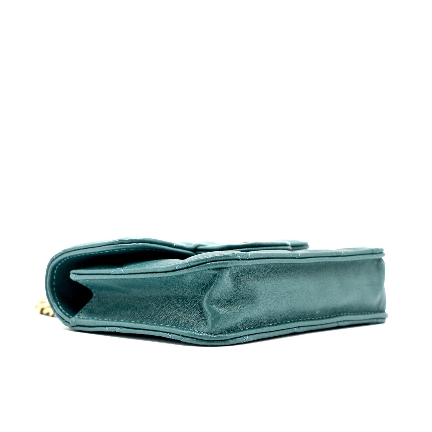 Chanel Mini Top Handle Flap Bag Lambskin Green Brushed