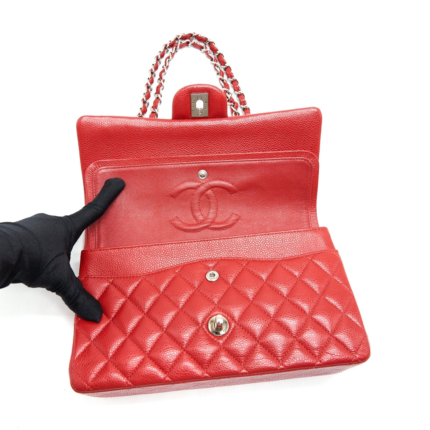 Chanel Medium Classic Double Flap Caviar Red