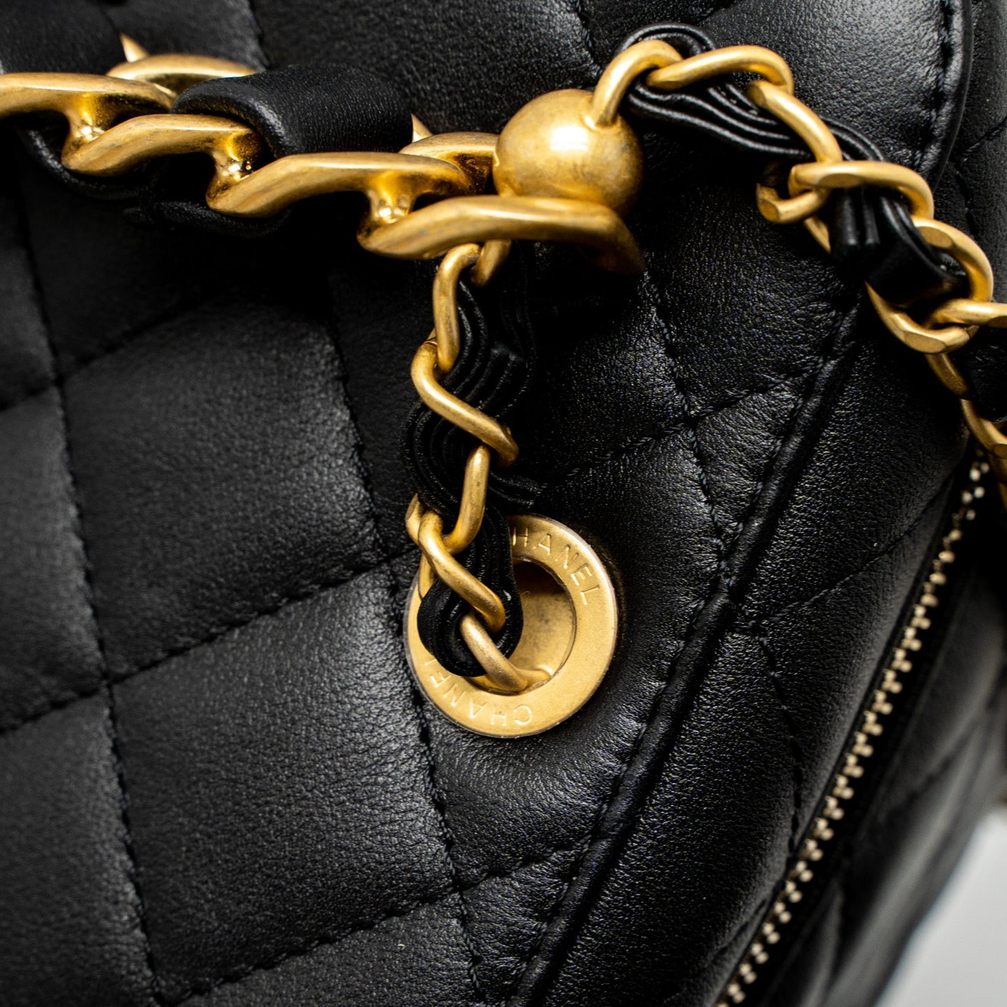 Chanel Top Handle Vanity Crossbody Bag Calfskin Black Brushed  (Microchip)