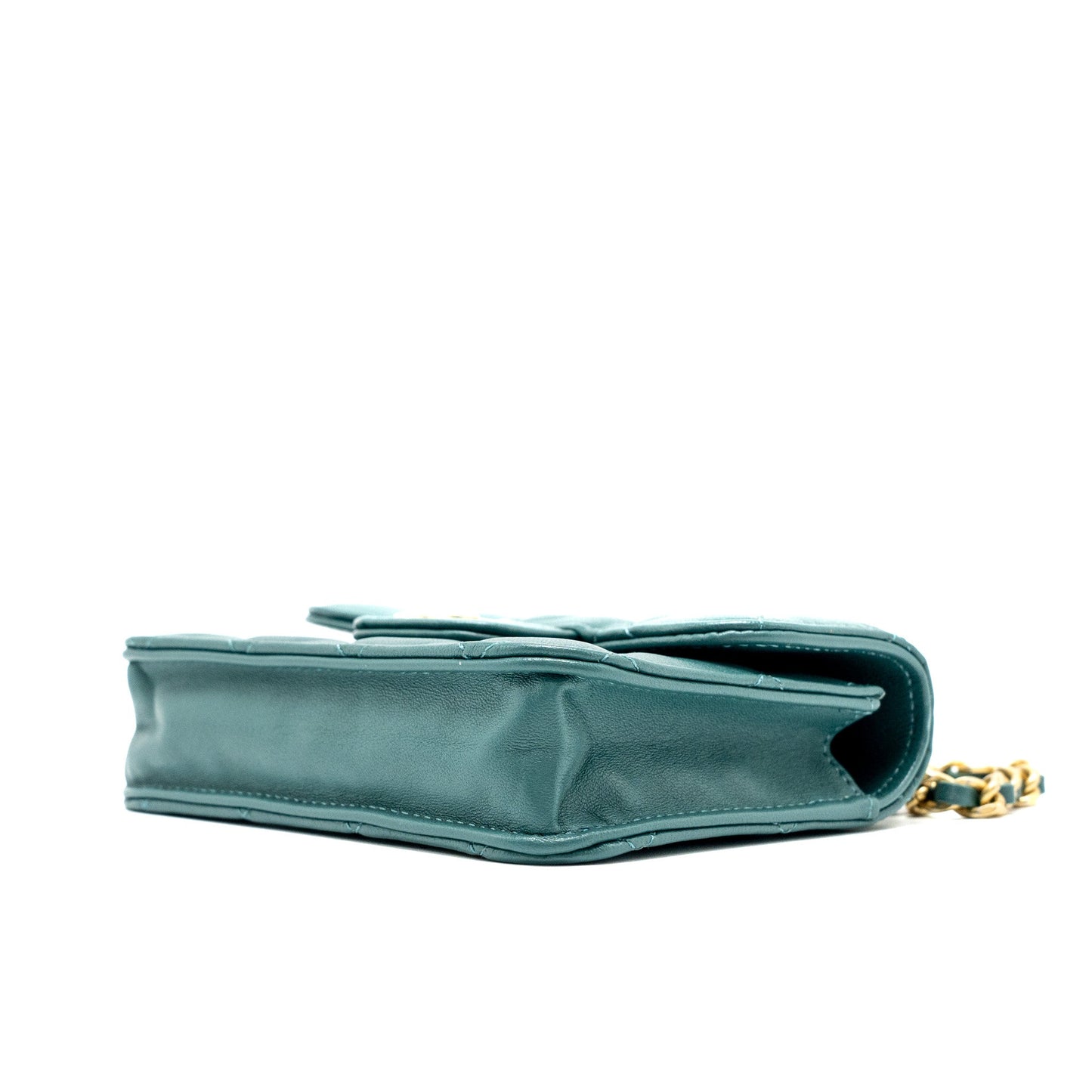 Chanel Mini Top Handle Flap Bag Lambskin Green Brushed