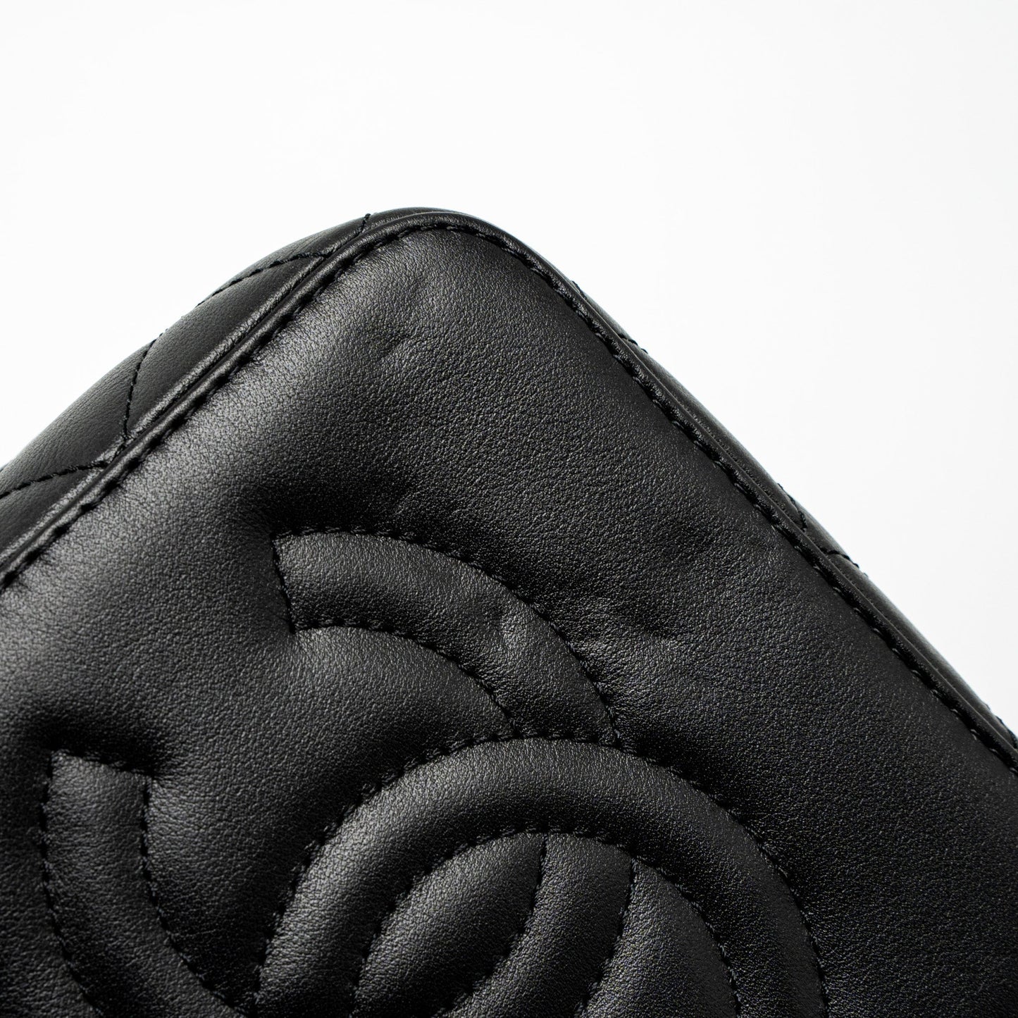 Chanel Top Handle Vanity Crossbody Bag Calfskin Black Brushed  (Microchip)