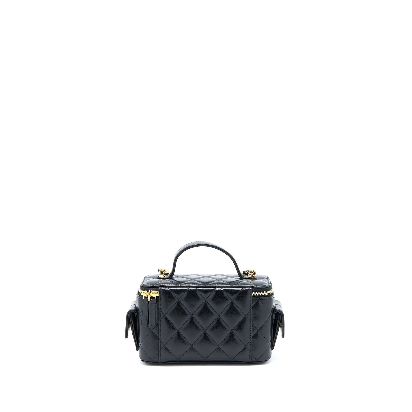 Chanel 22K Top Handle Pocket Long Vanity With Chain Black