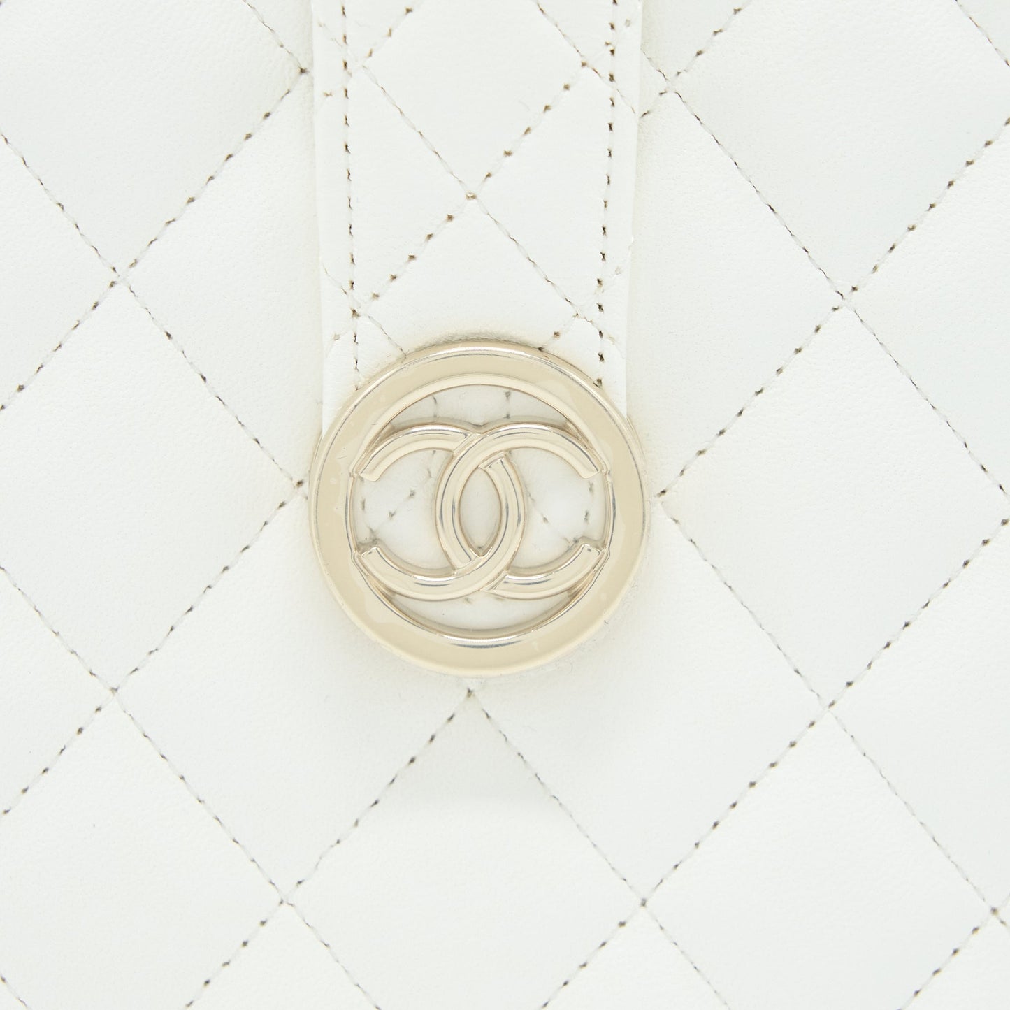 Chanel Quilted Clutch Bag Lambskin White L