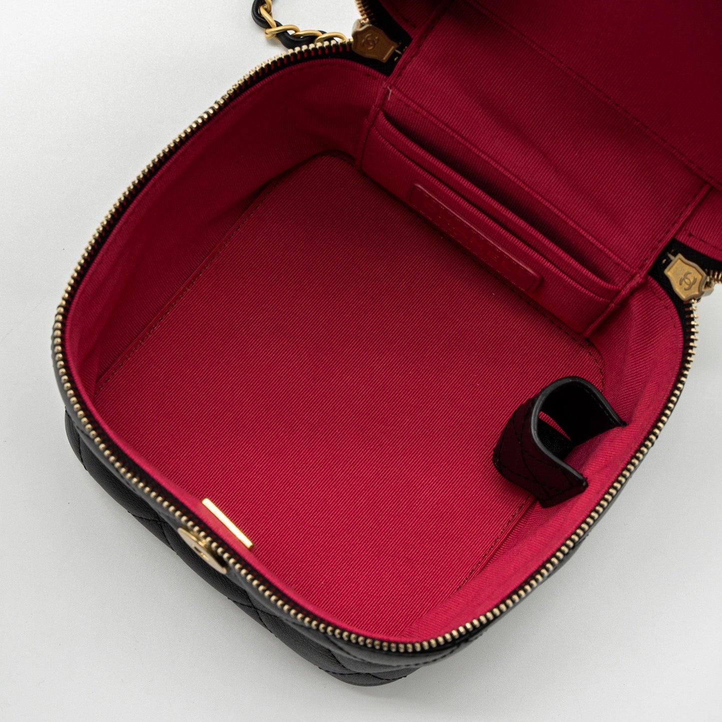 Chanel Top Handle Vanity Crossbody Bag Calfskin Black Brushed  (Microchip)
