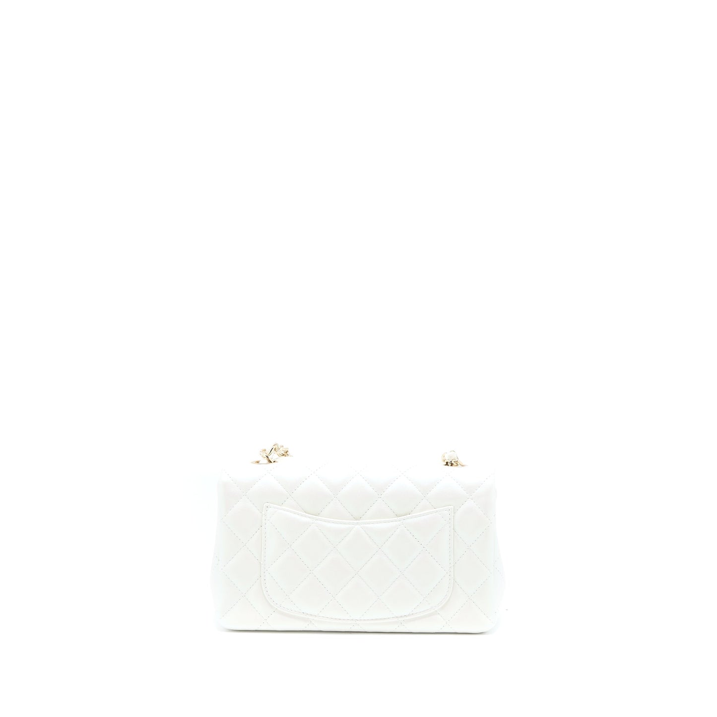 Chanel Classic Mini Rectangular Flap Bag Calfskin Iridescent White L
