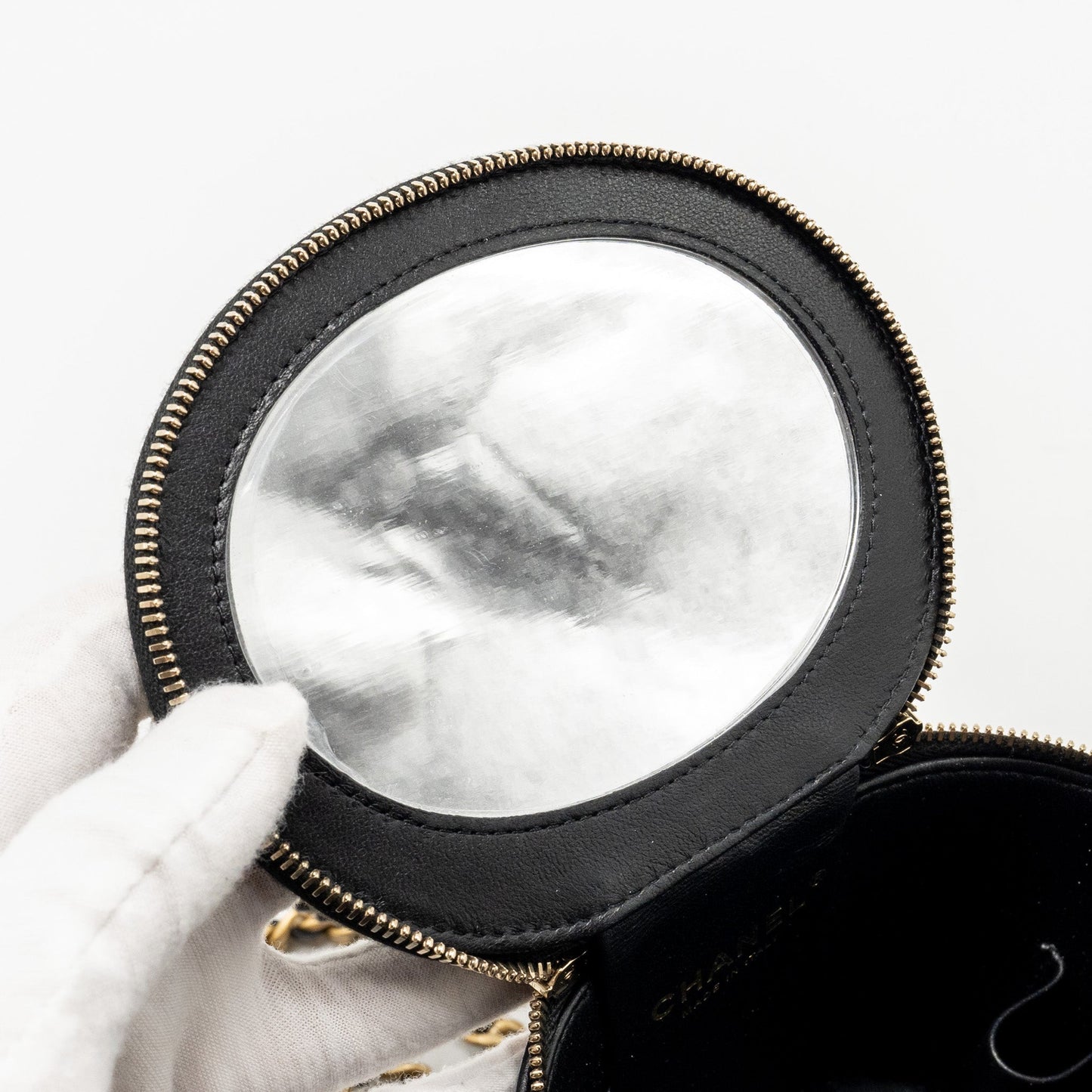 CHANEL Afternoon Tea Top Handle Vanity Case With Chain Lambskin Black  (Microchip)
