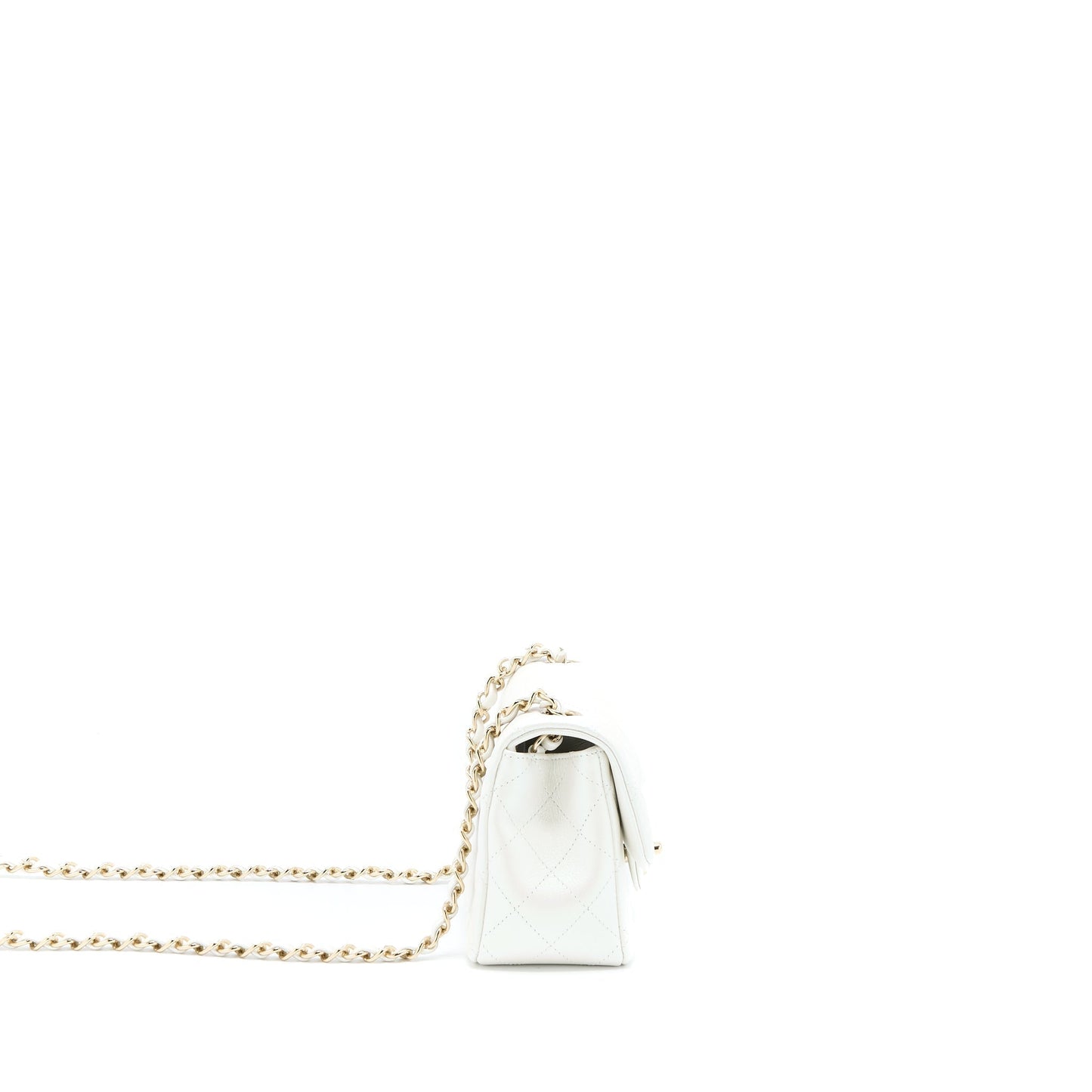 Chanel Classic Mini Rectangular Flap Bag Calfskin Iridescent White L