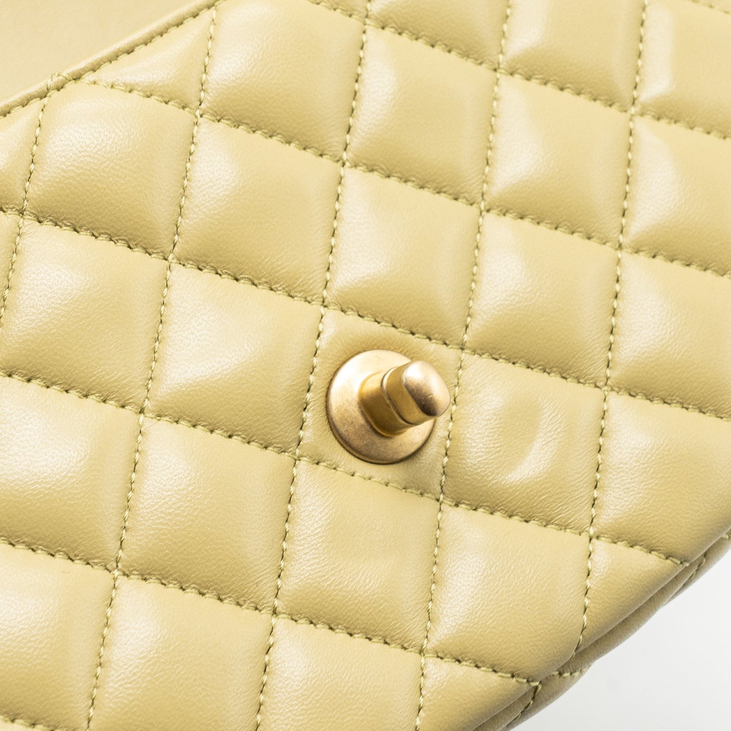 Chanel quilted flap bag with coco love chain lambskin khaki green (Microchip)