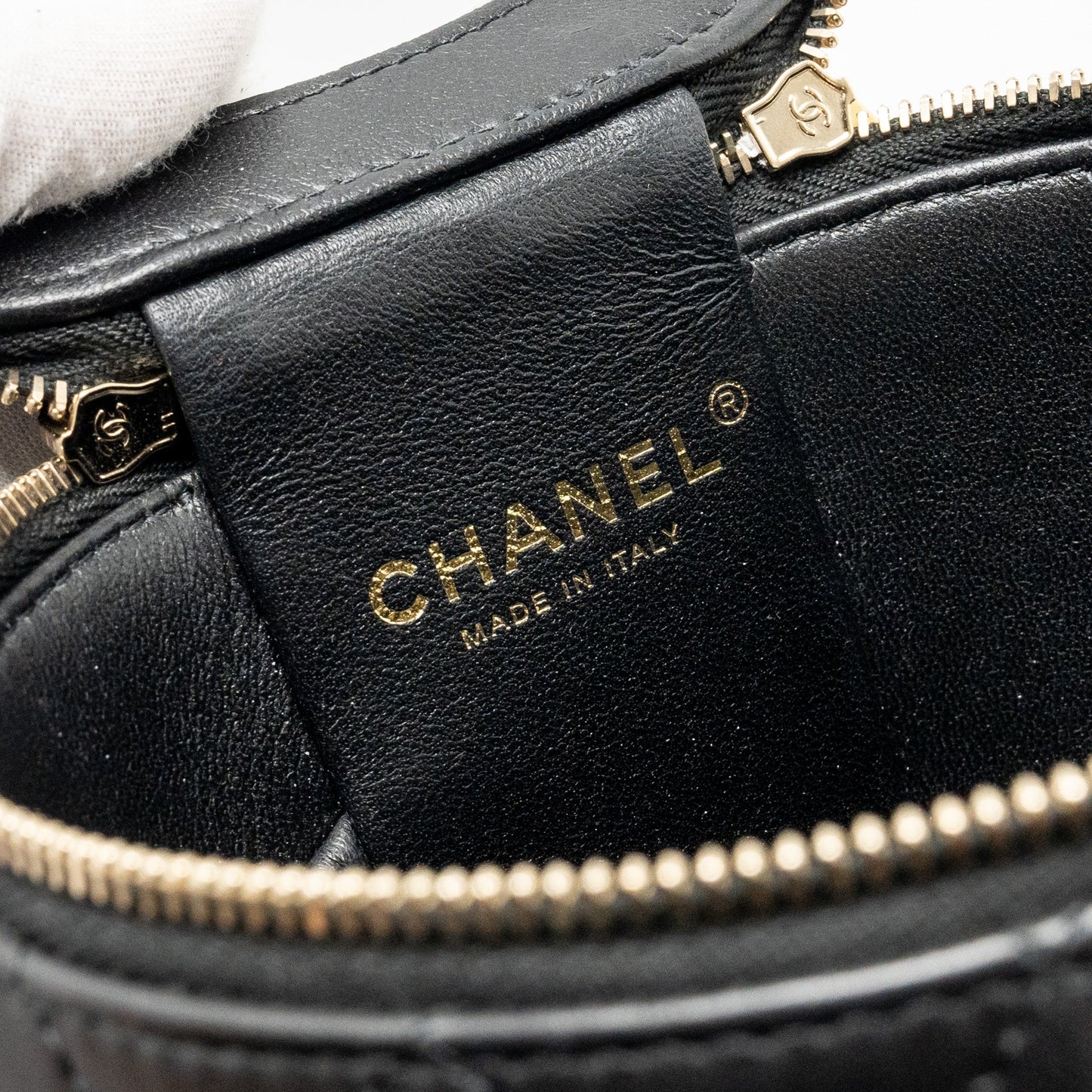 CHANEL Afternoon Tea Top Handle Vanity Case With Chain Lambskin Black  (Microchip)