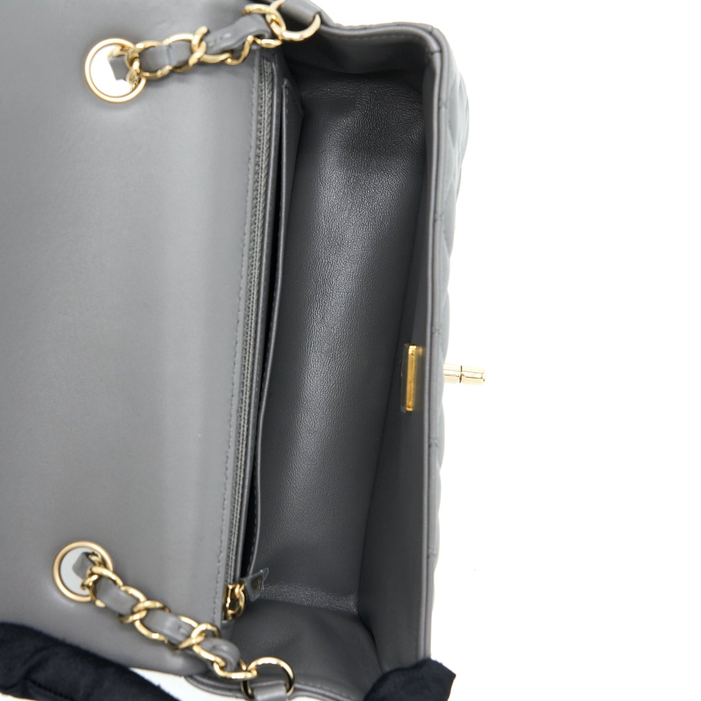 Chanel 22A Mini Rectangular Flap Bag Lambskin Grey L (Microchip)
