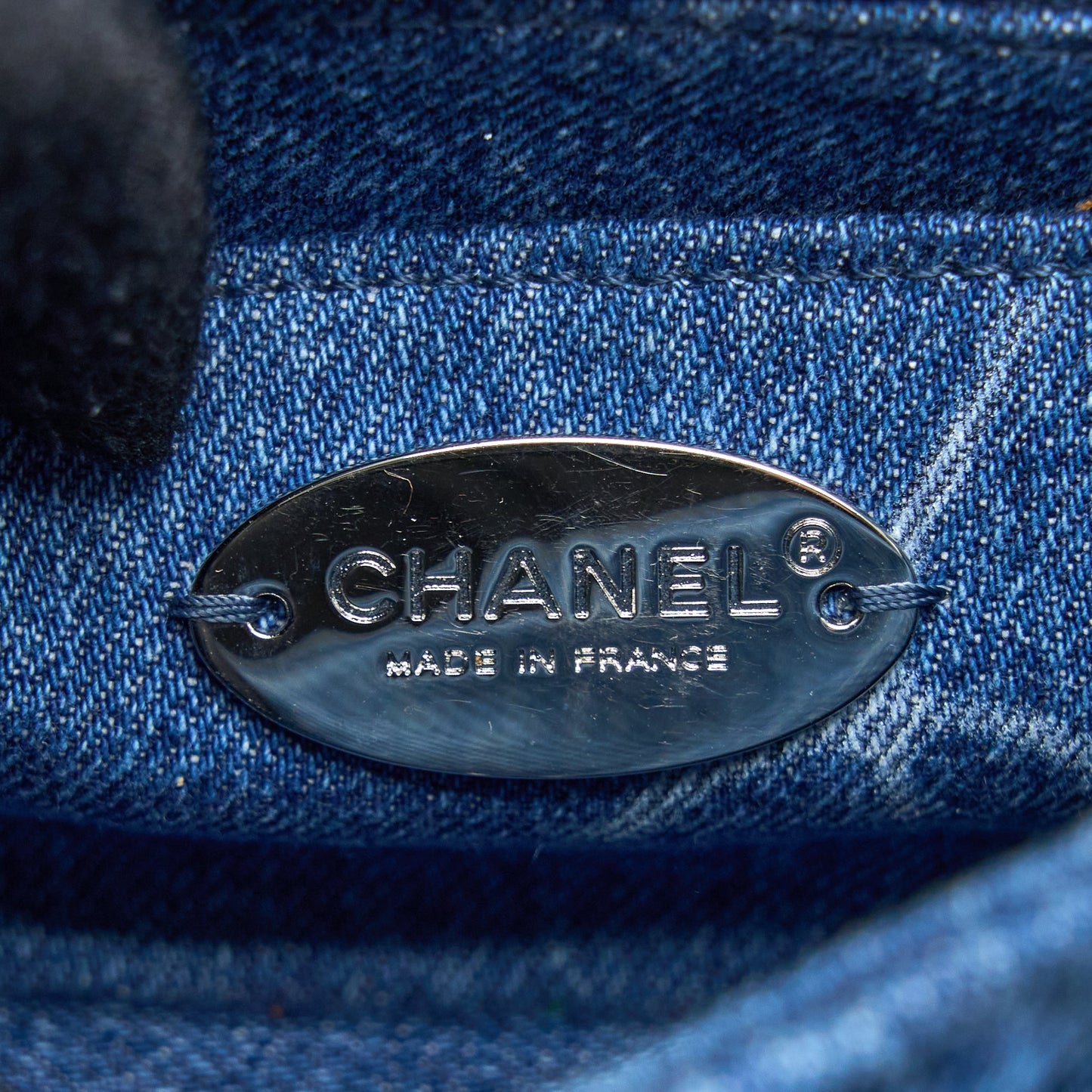 Chanel 20B Mini Square Flap Bag CC Print Denim Blue