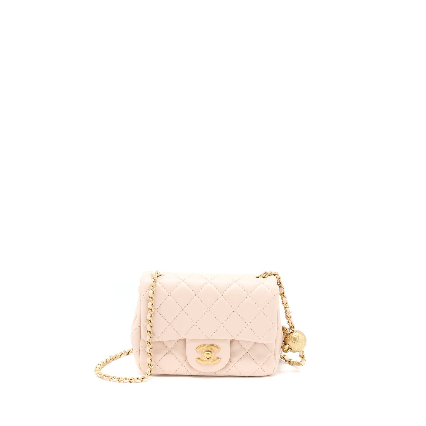 Chanel Pearl Crush Mini Square Lambskin Light Beige Brushed (Microchip)