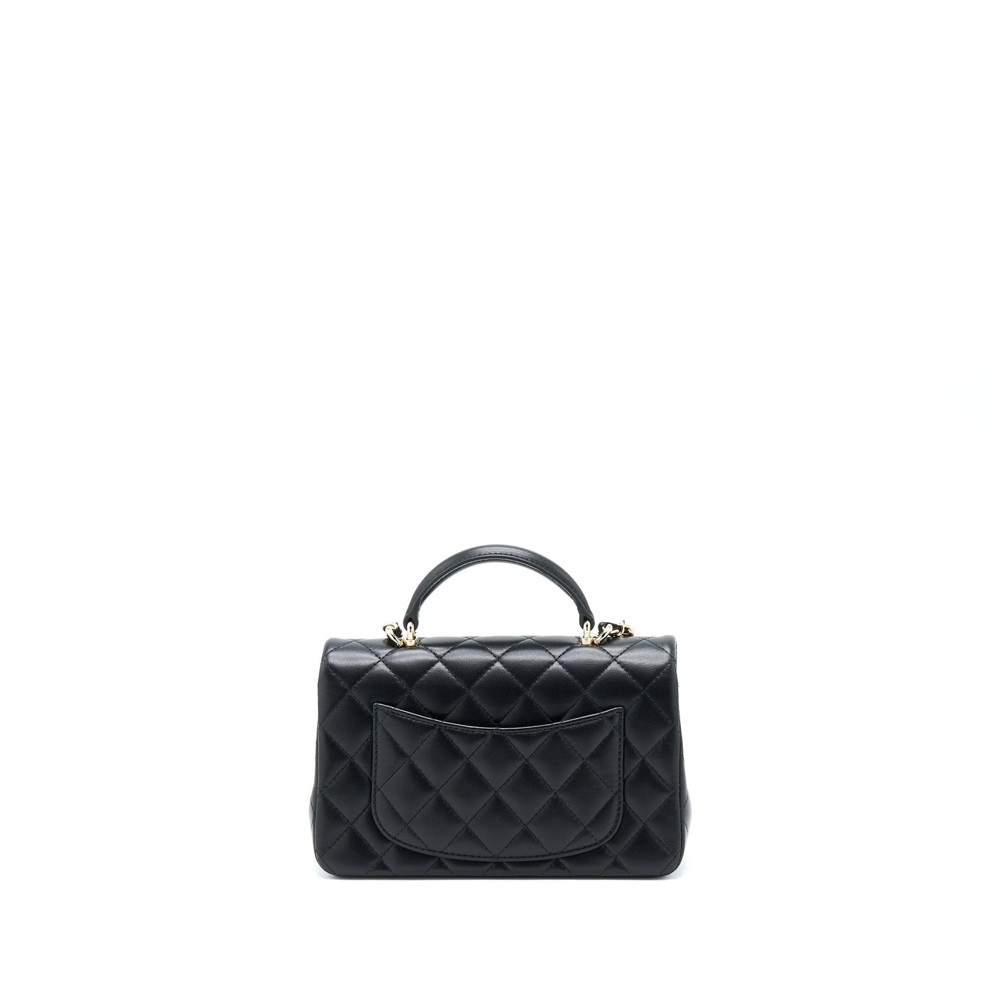 Chanel Top Handle Mini Rectangular Flap Bag Lambskin Black L