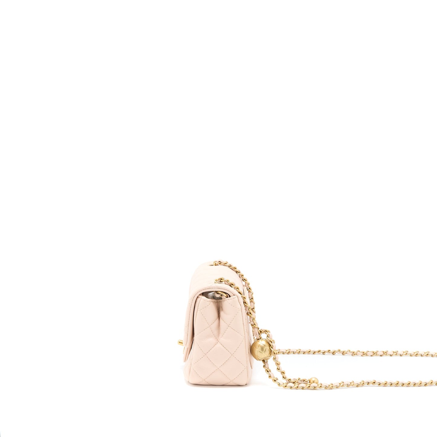 Chanel Pearl Crush Mini Square Lambskin Light Beige Brushed (Microchip)