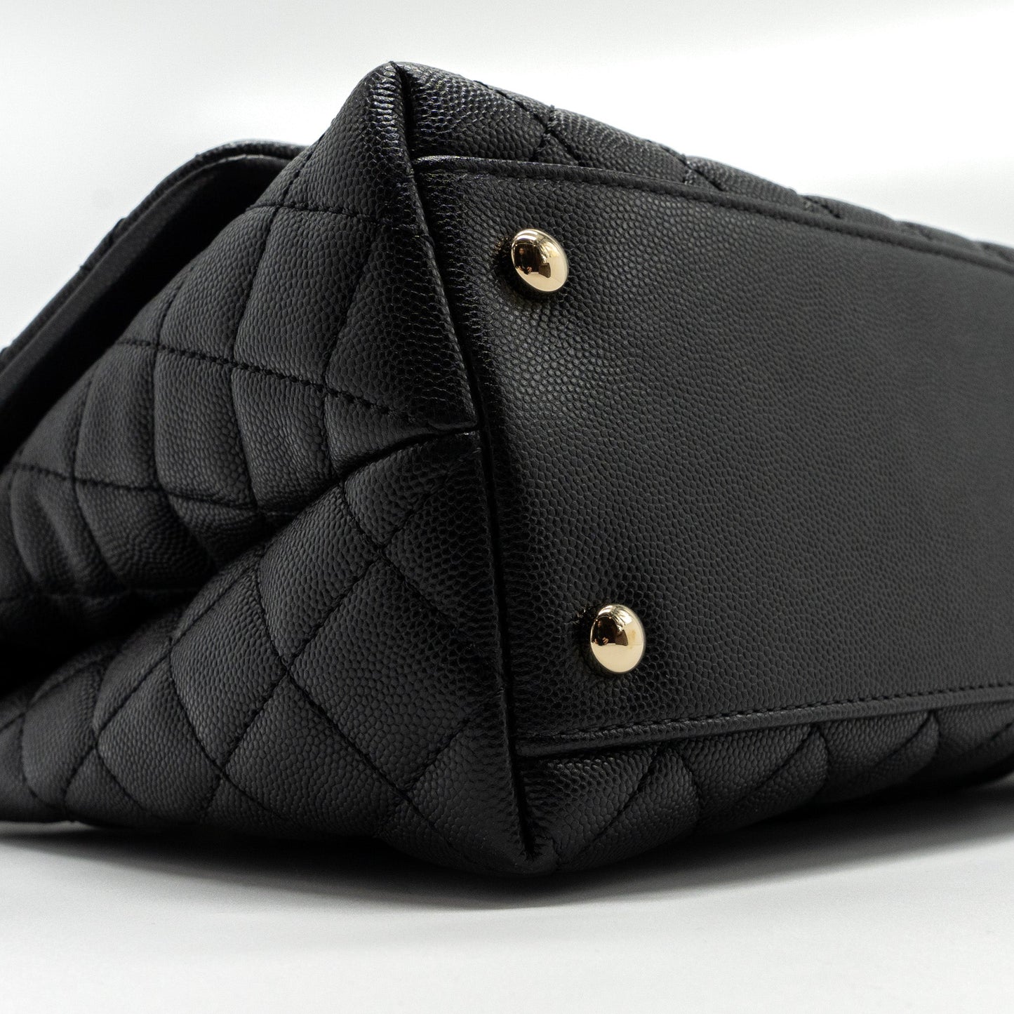 Chanel Medium Coco Handle Flap Bag Lizard Embossed Handle Caviar Black L