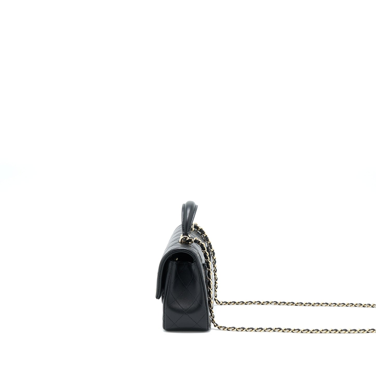 Chanel Top Handle Mini Rectangular Flap Bag Lambskin Black L