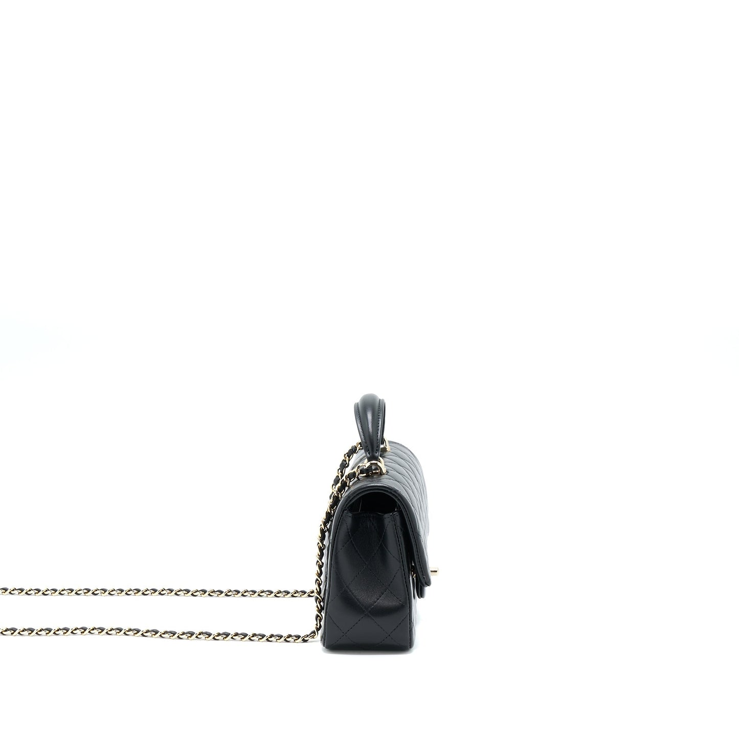 Chanel Top Handle Mini Rectangular Flap Bag Lambskin Black L